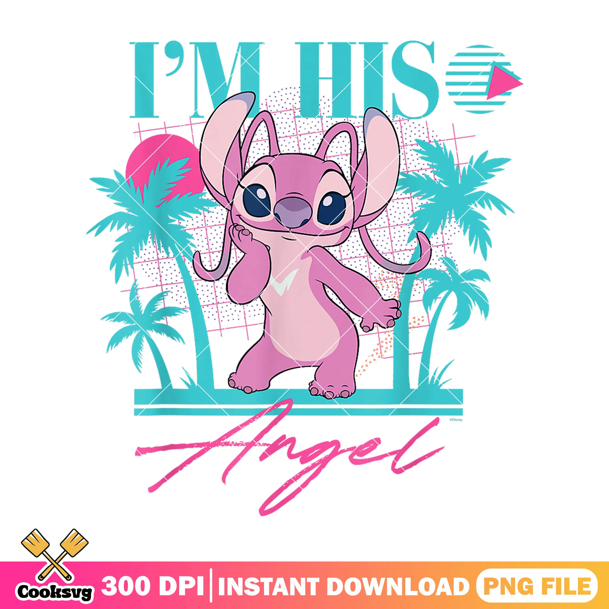 Disney Im his angel stitch png, angel stitch disney png, pink stitch png