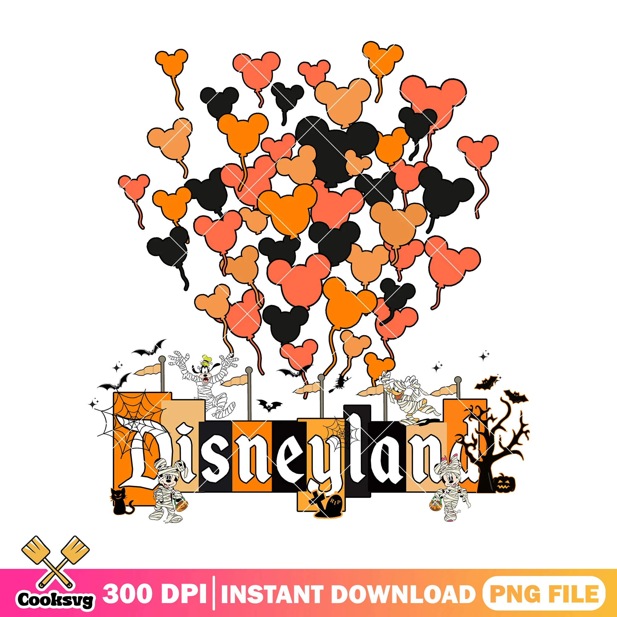Disney land spooky theme png, halloween costume png, disney plus png