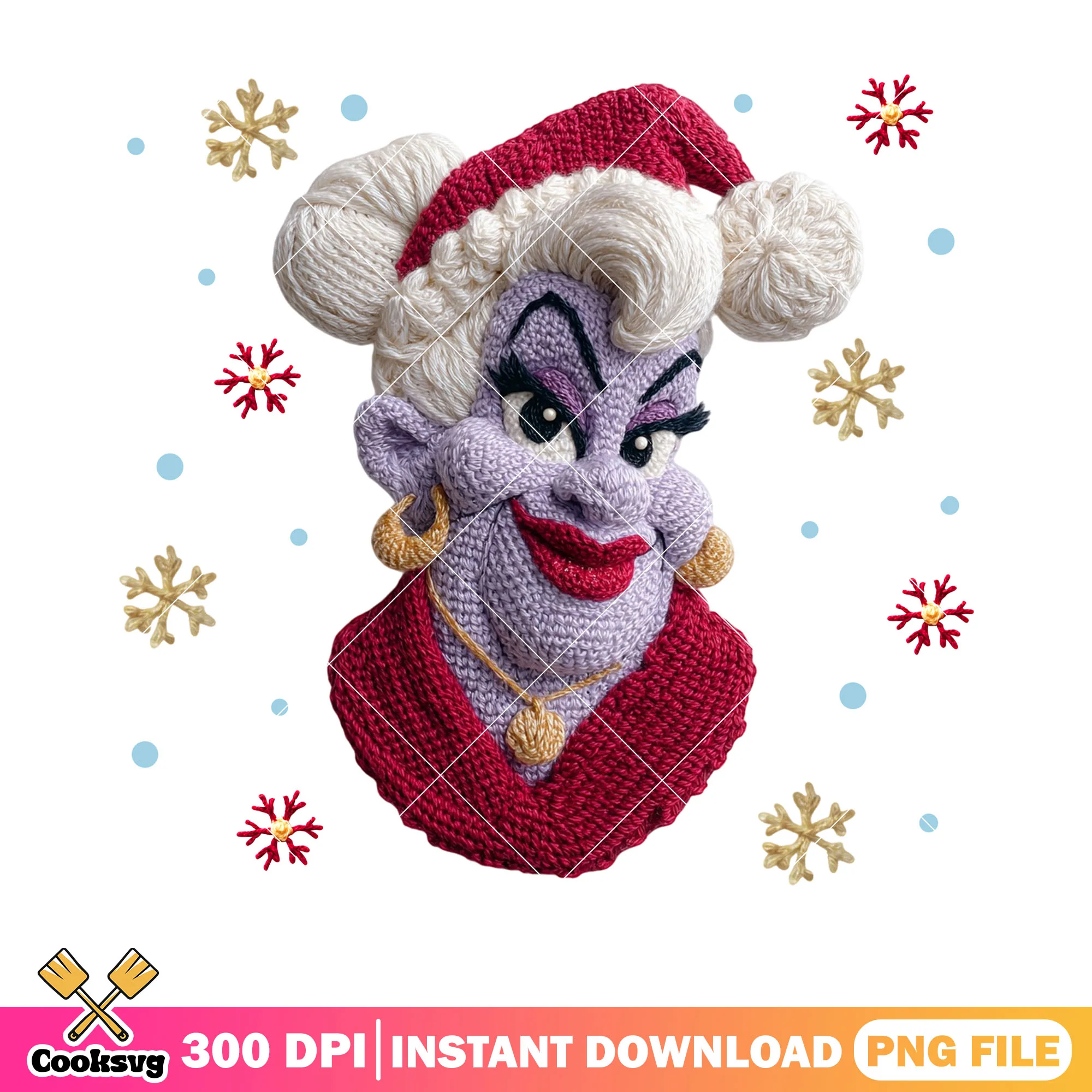 Disney little mermaid xmas png, ursula png, disney christmas png