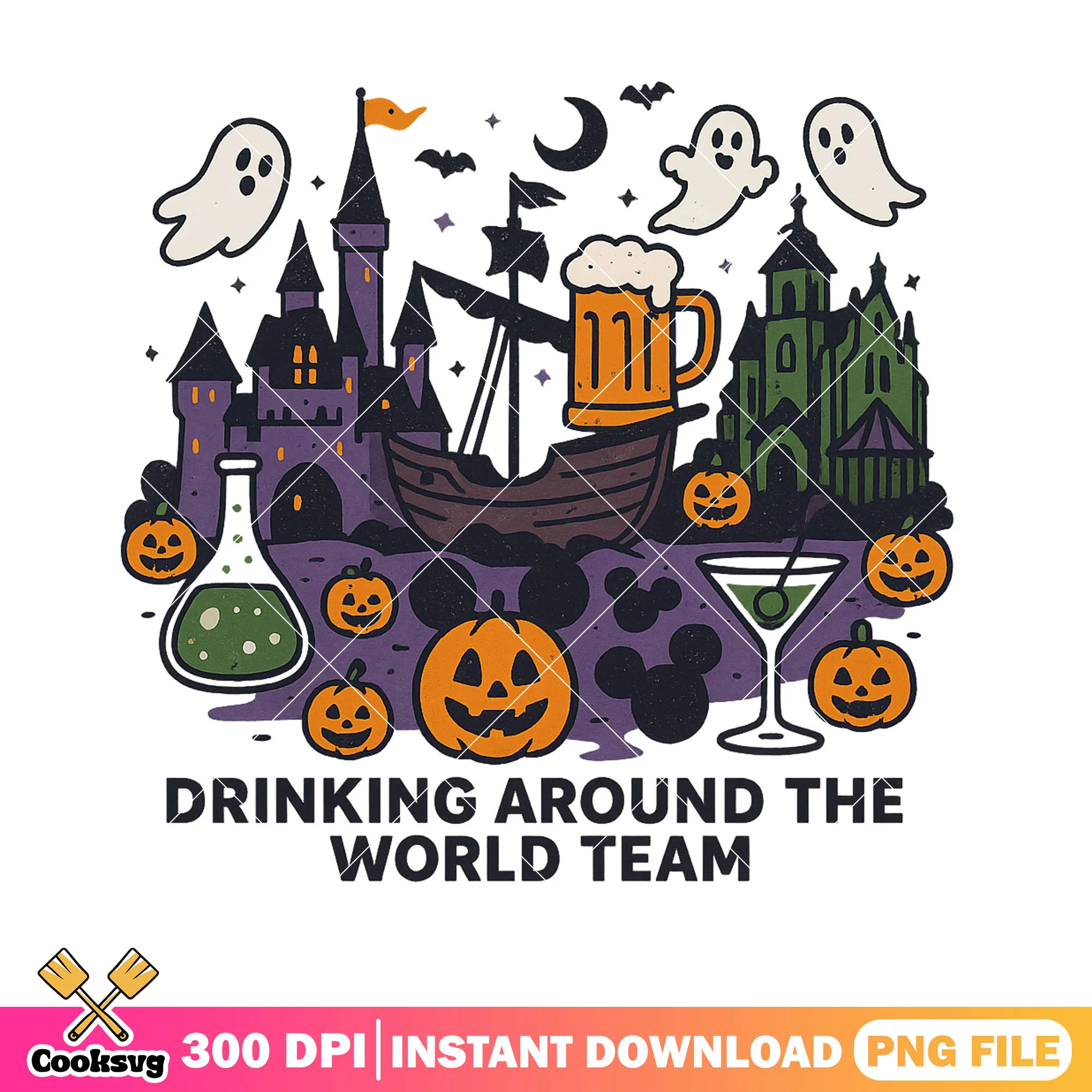 Disney love drinking png, happy halloween png, walt disney png