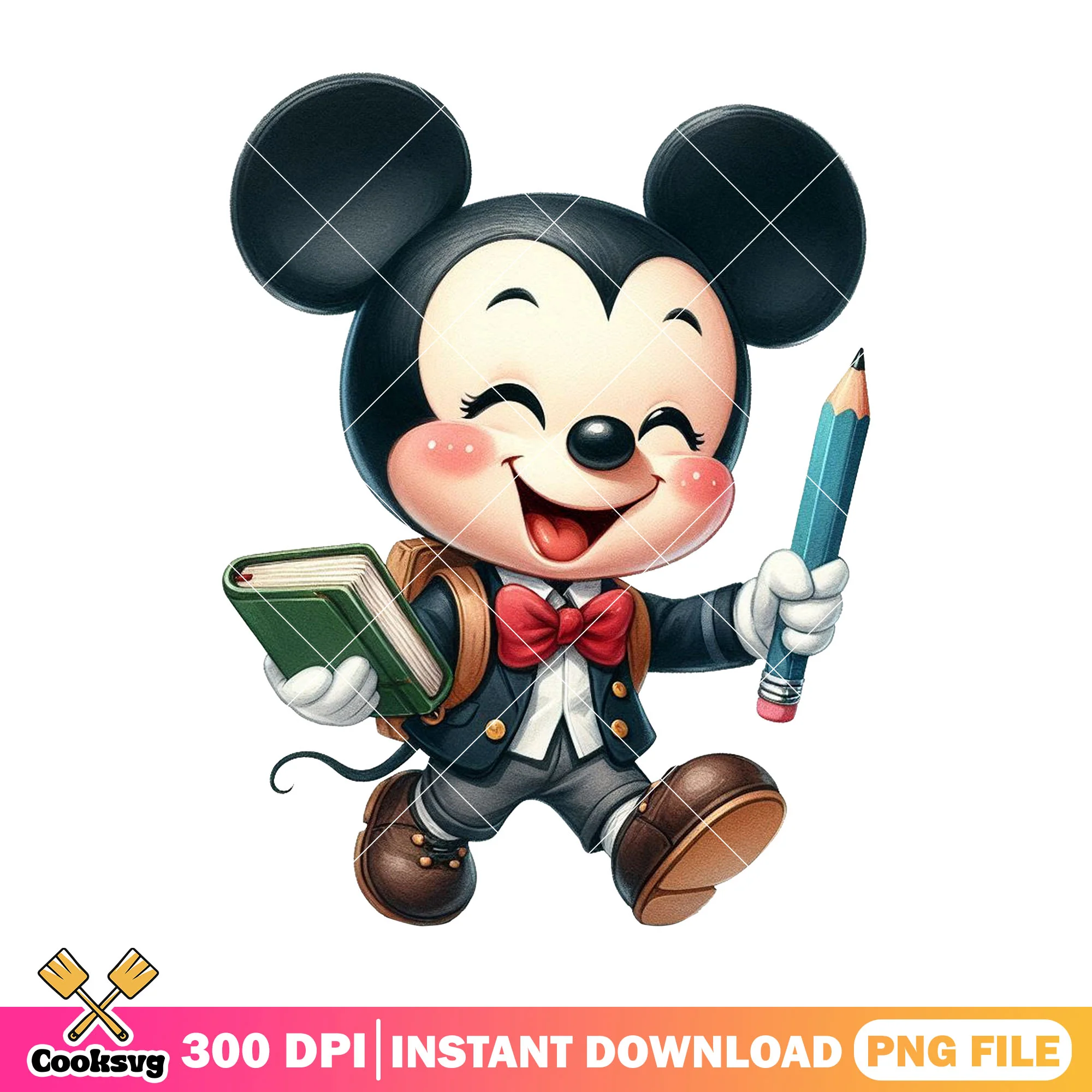 Disney mickey design png, mickey art png, going back to school png