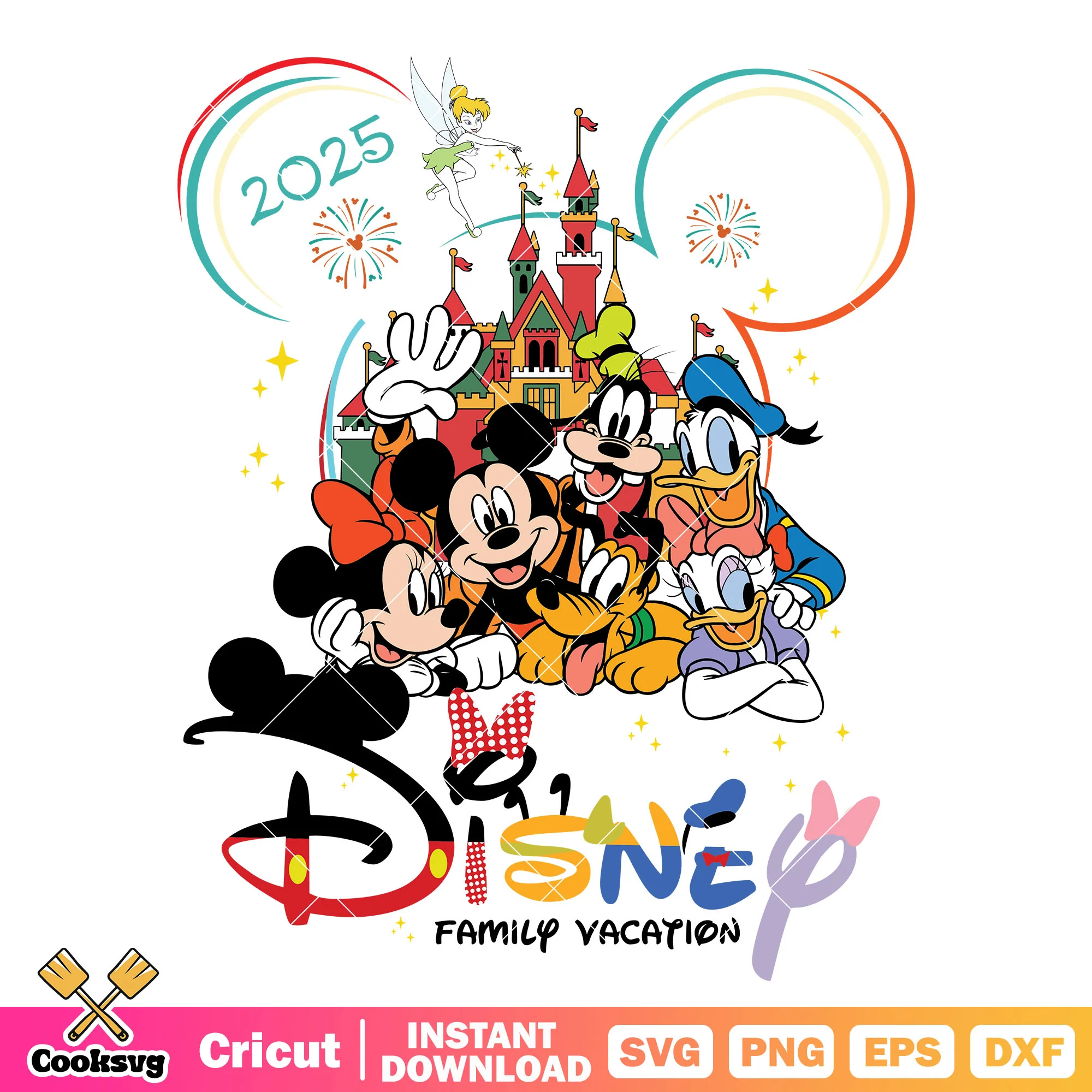 Disney mickey friends family vacation 2025 png, family vacation 2025 png