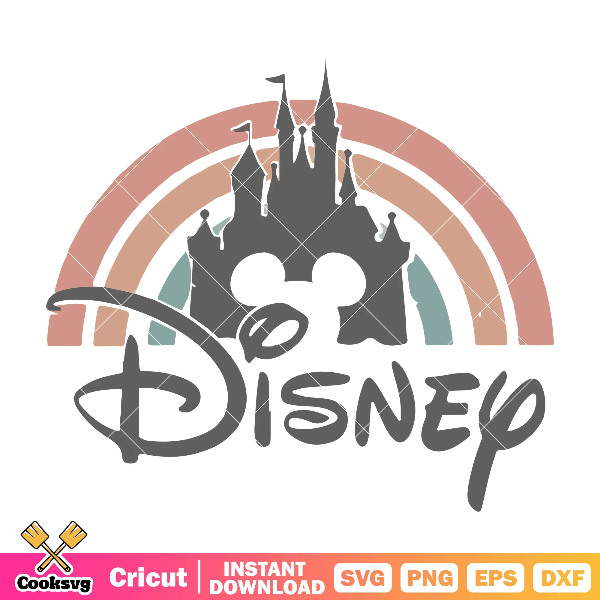 Disney mickey head castle rainbow svg, mickey head svg, mickey rainbow svg