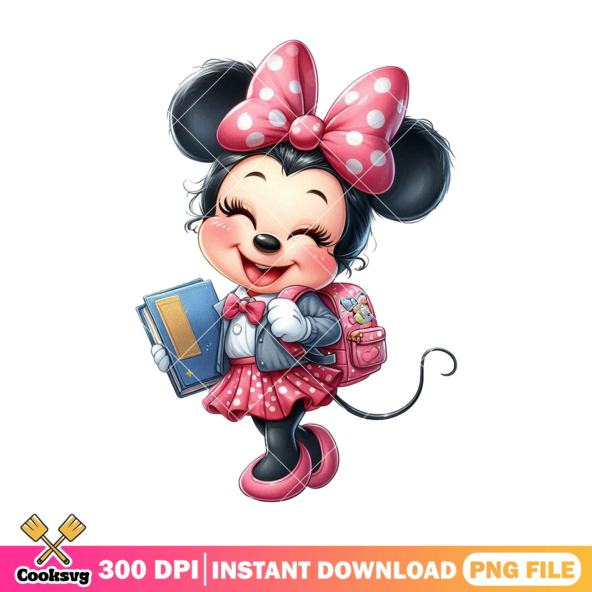 Disney minnie happy png, disney world png, going back to school png
