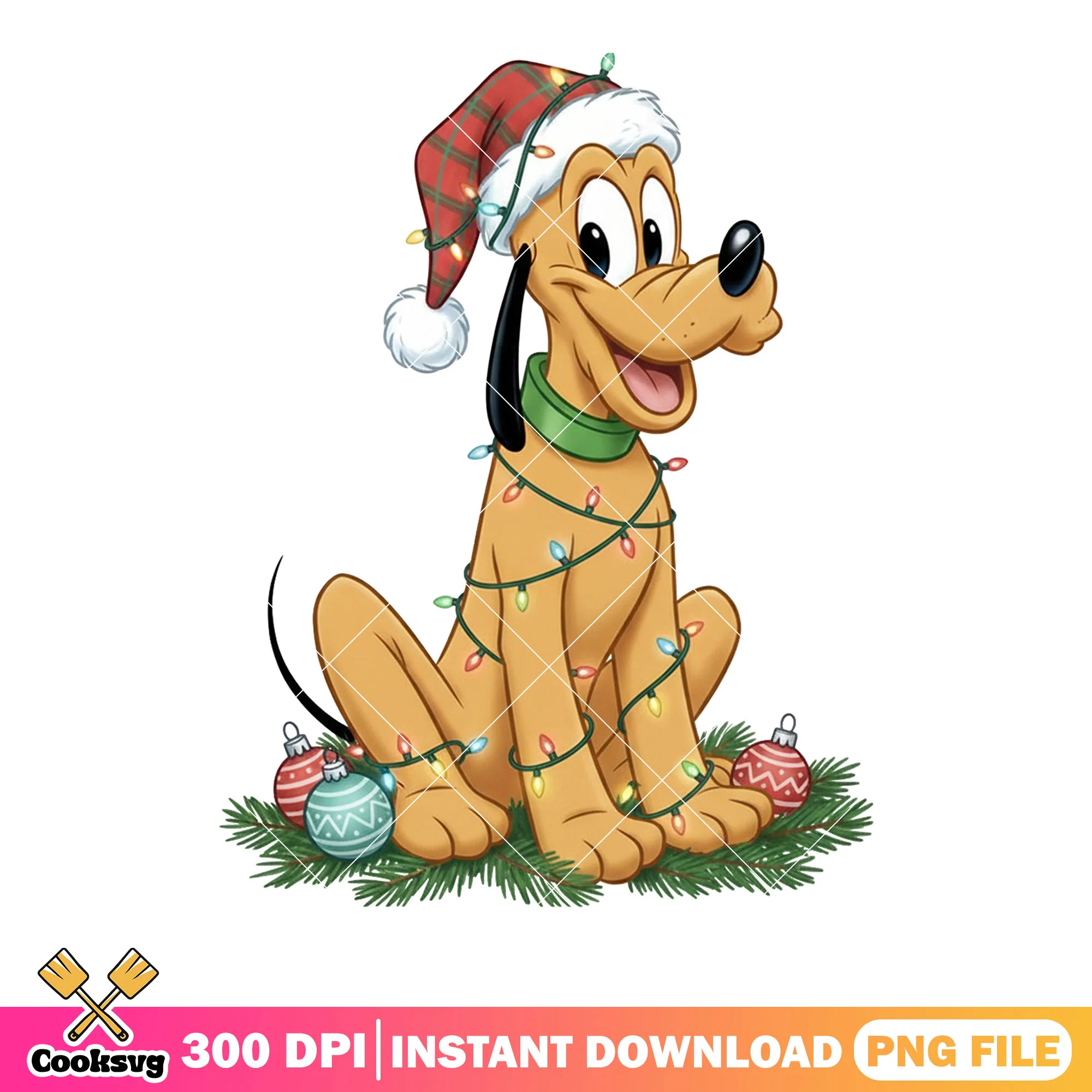 Disney pluto christmas png, pluto decor lights png, cartoon png