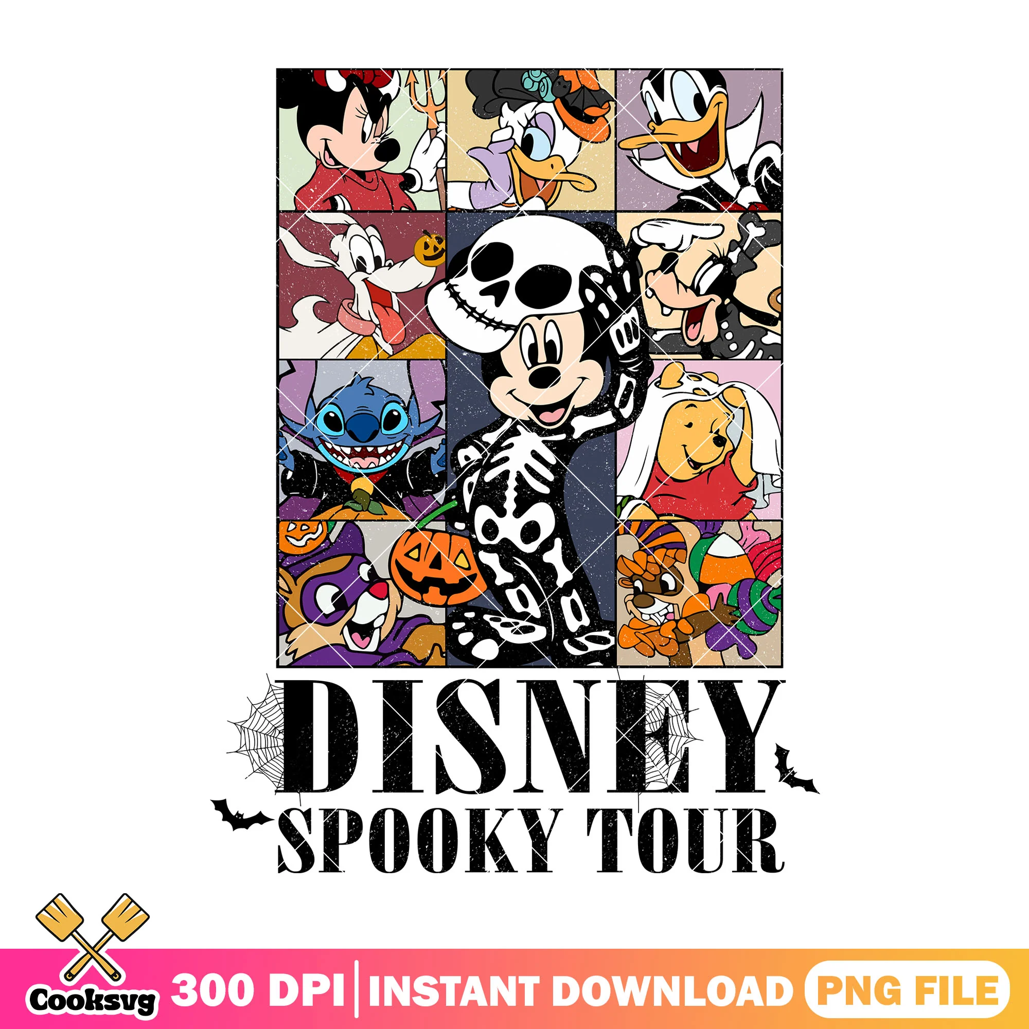 Disney spooky tour png, mickey skeleton png, halloween cartoon png