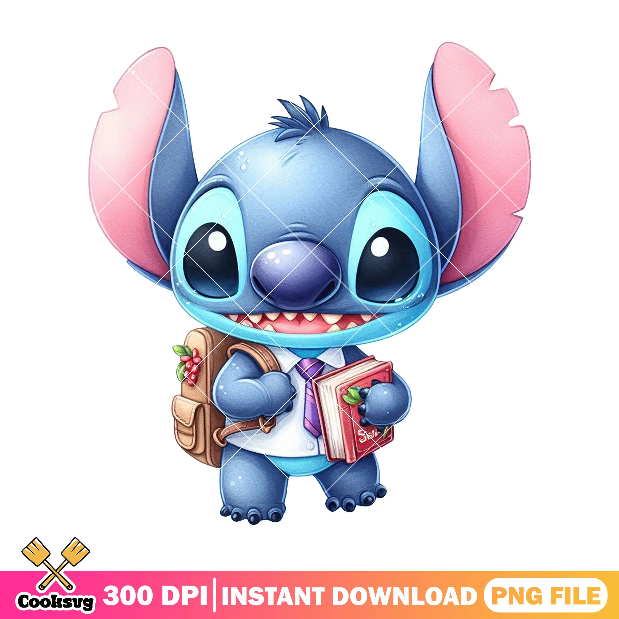 Disney stitch chibi png, disney land png, back to school decor png