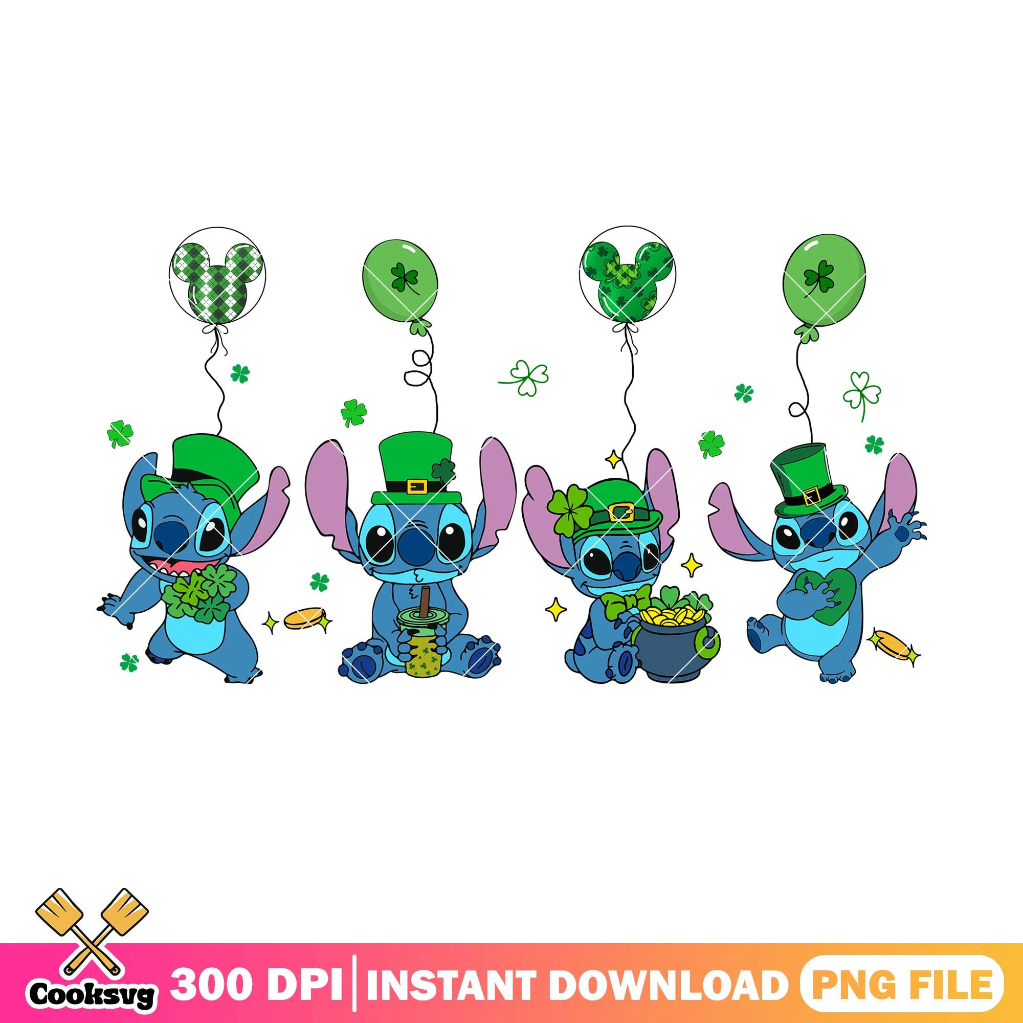 Disney stitch in patrick day png, stitch patrick day png