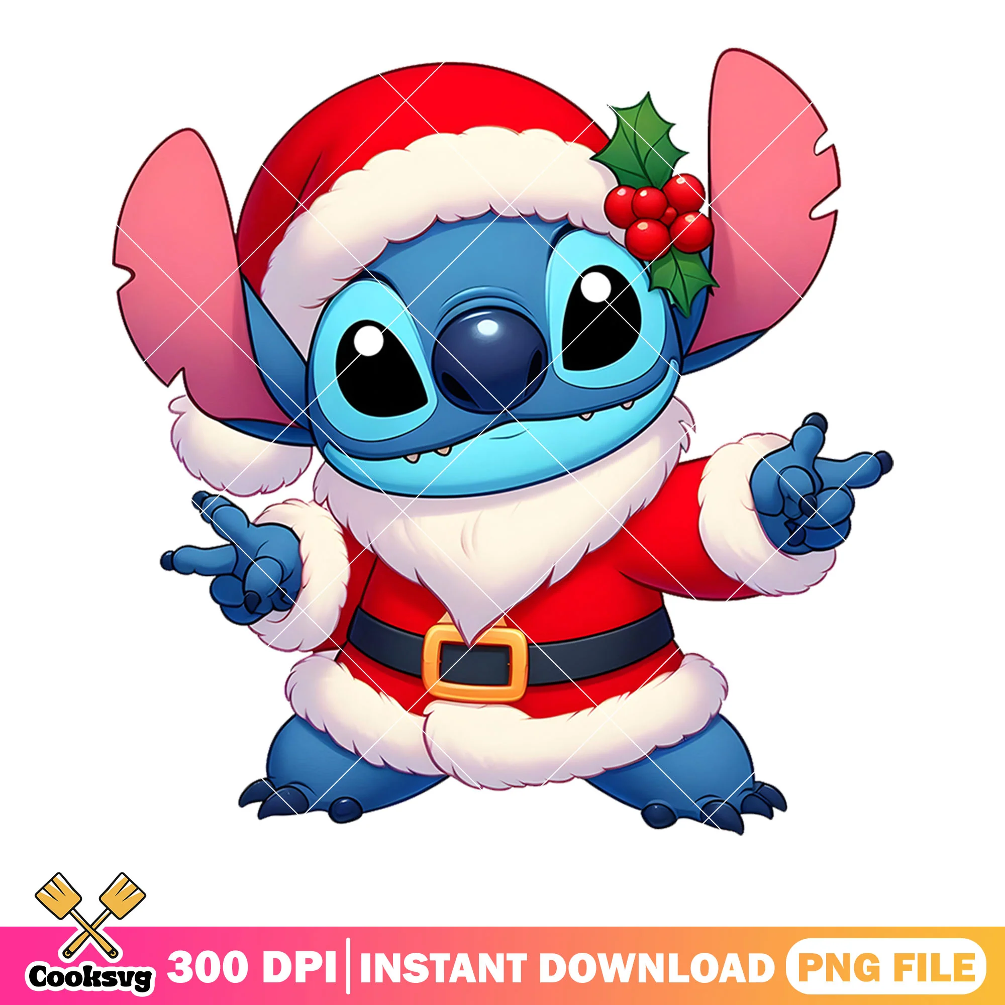 Disney stitch santa costume png, lilo stitch holiday png, fingers png