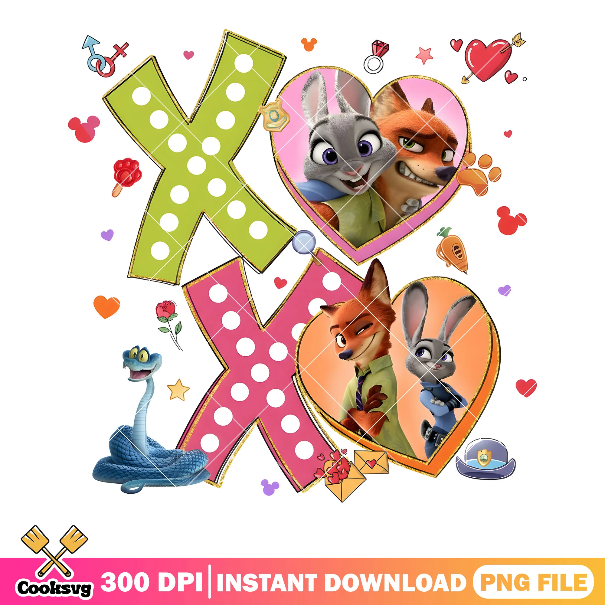 Disneyland judy nick png, valentine heart png, brushstroke png