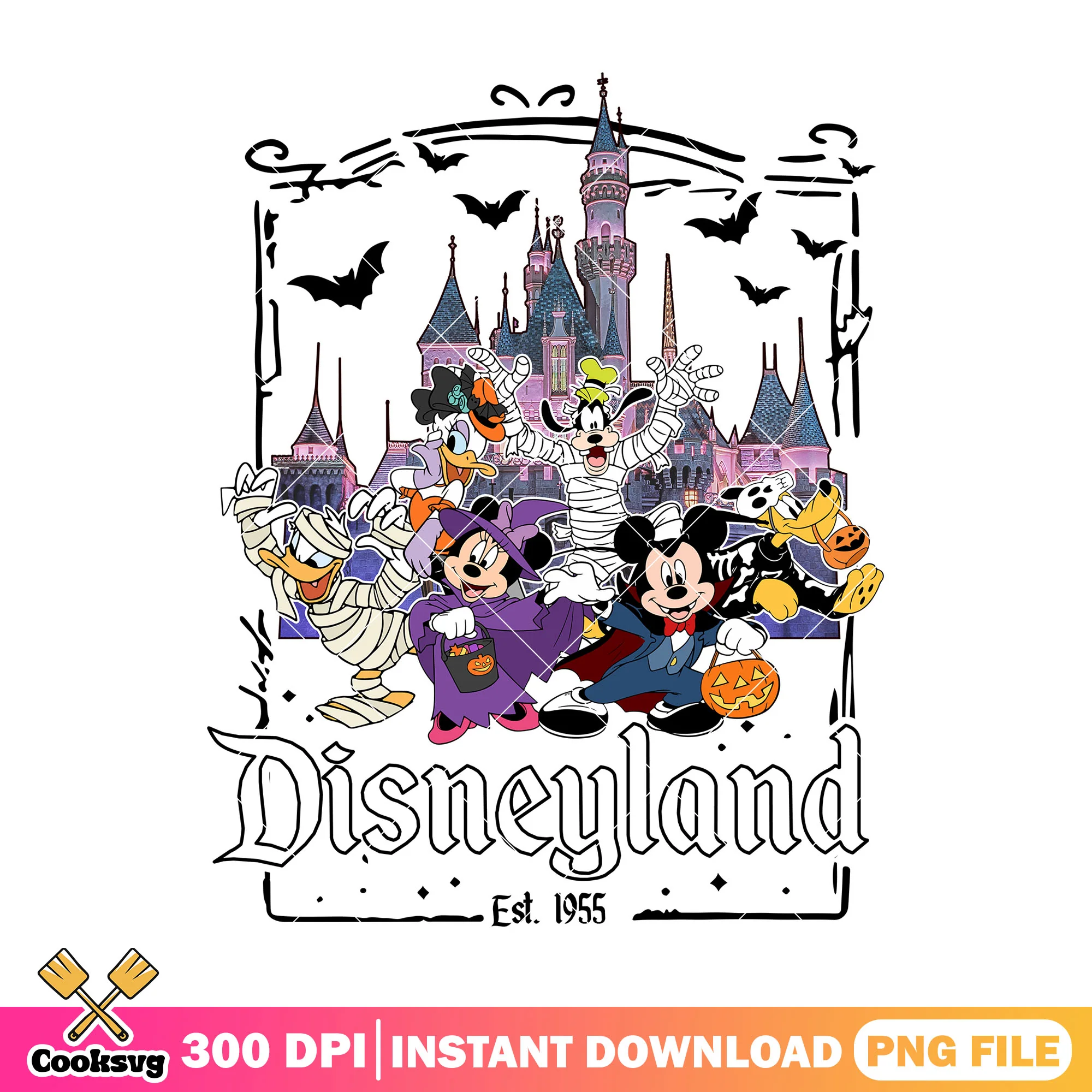 Disneyland spooky since 1955 png, walt disney png, halloween ends png