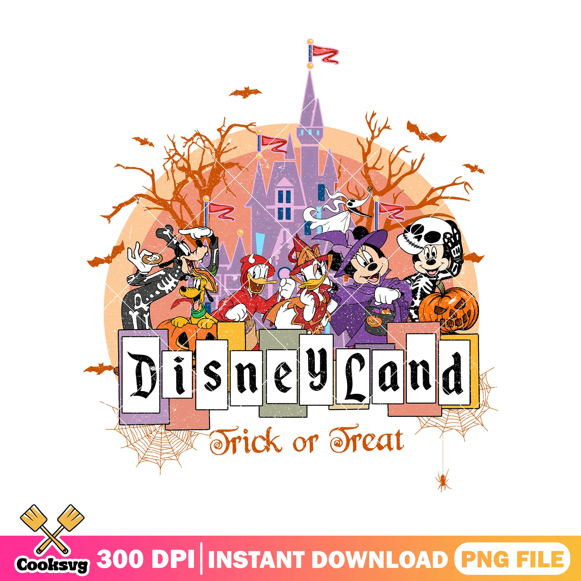 Disneyland trick or treat png, disney cartoon png, halloween cute png