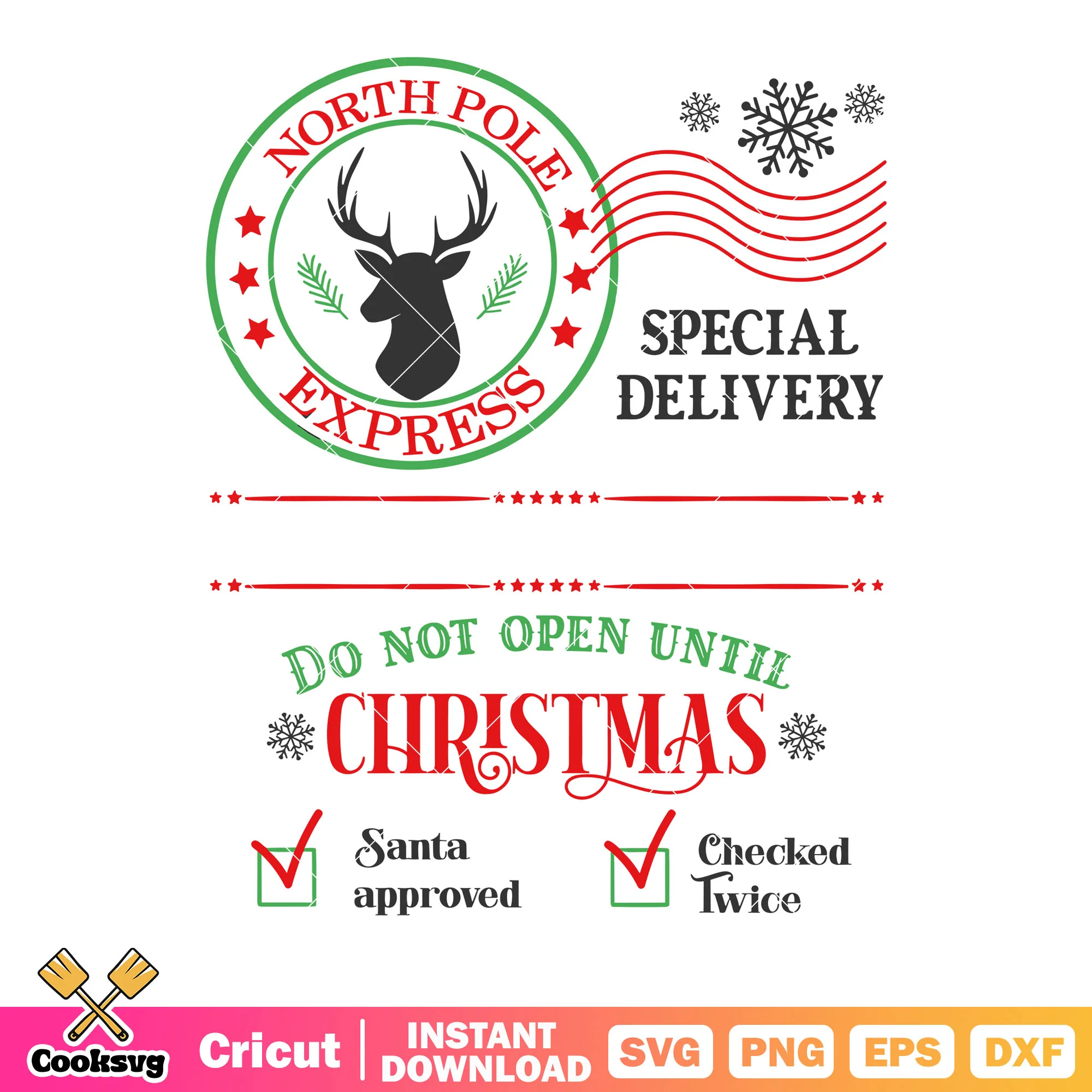 Do not open until christmas svg, special delivery svg, snowflake svg
