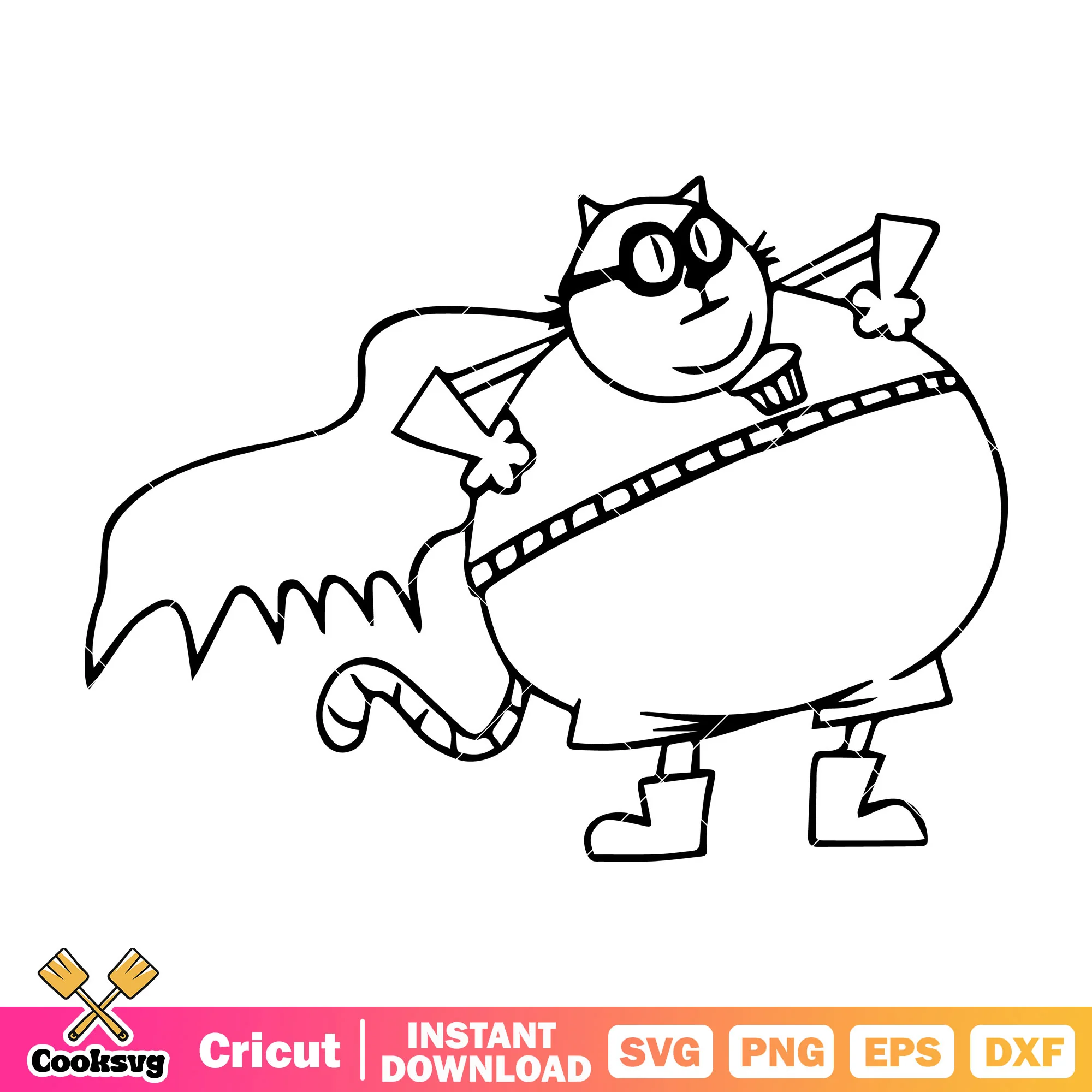 Dog man Big Jim cat outline svg, dog man characters svg, dog man 2025 svg