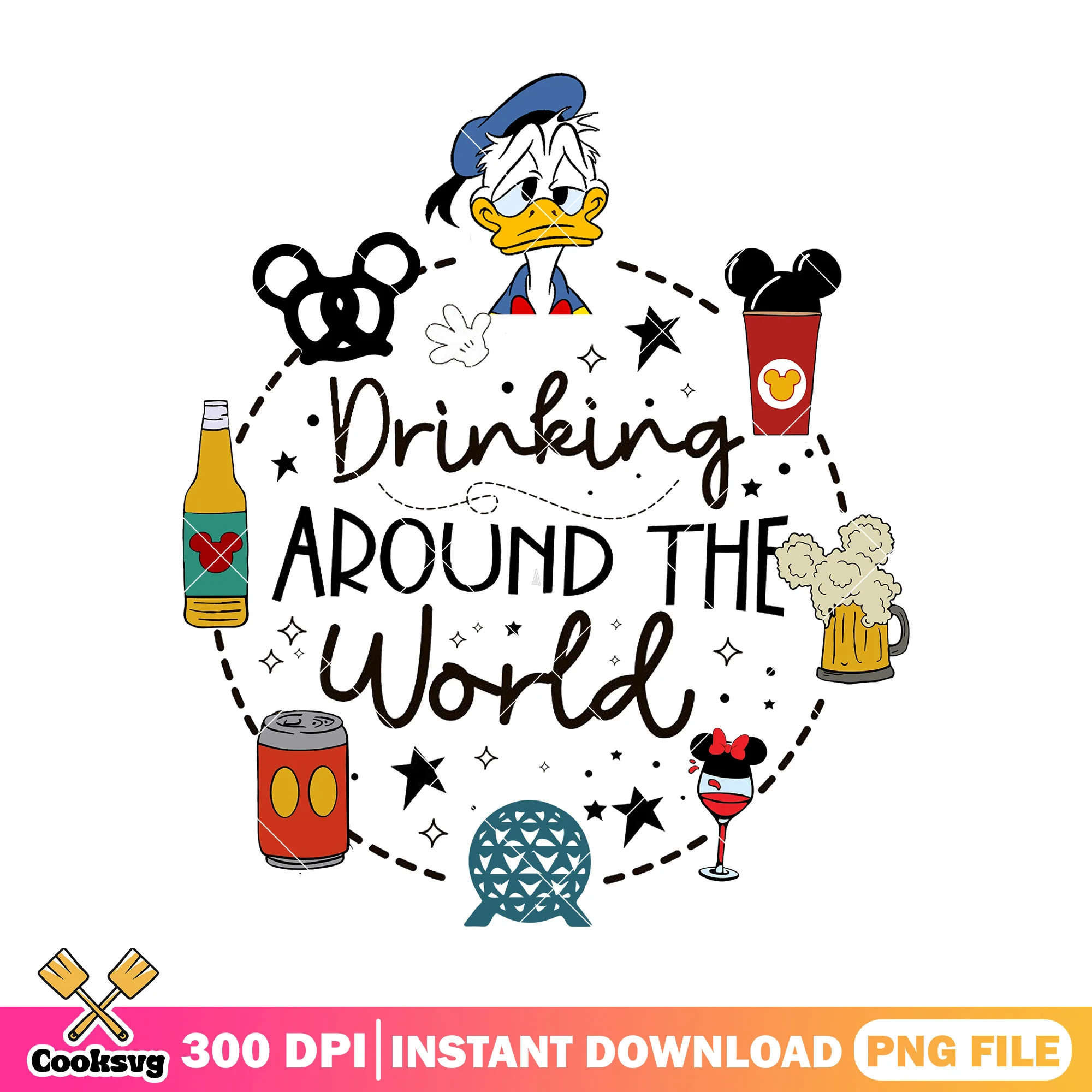 Donald drinks world png, donald duck png, walt disney png