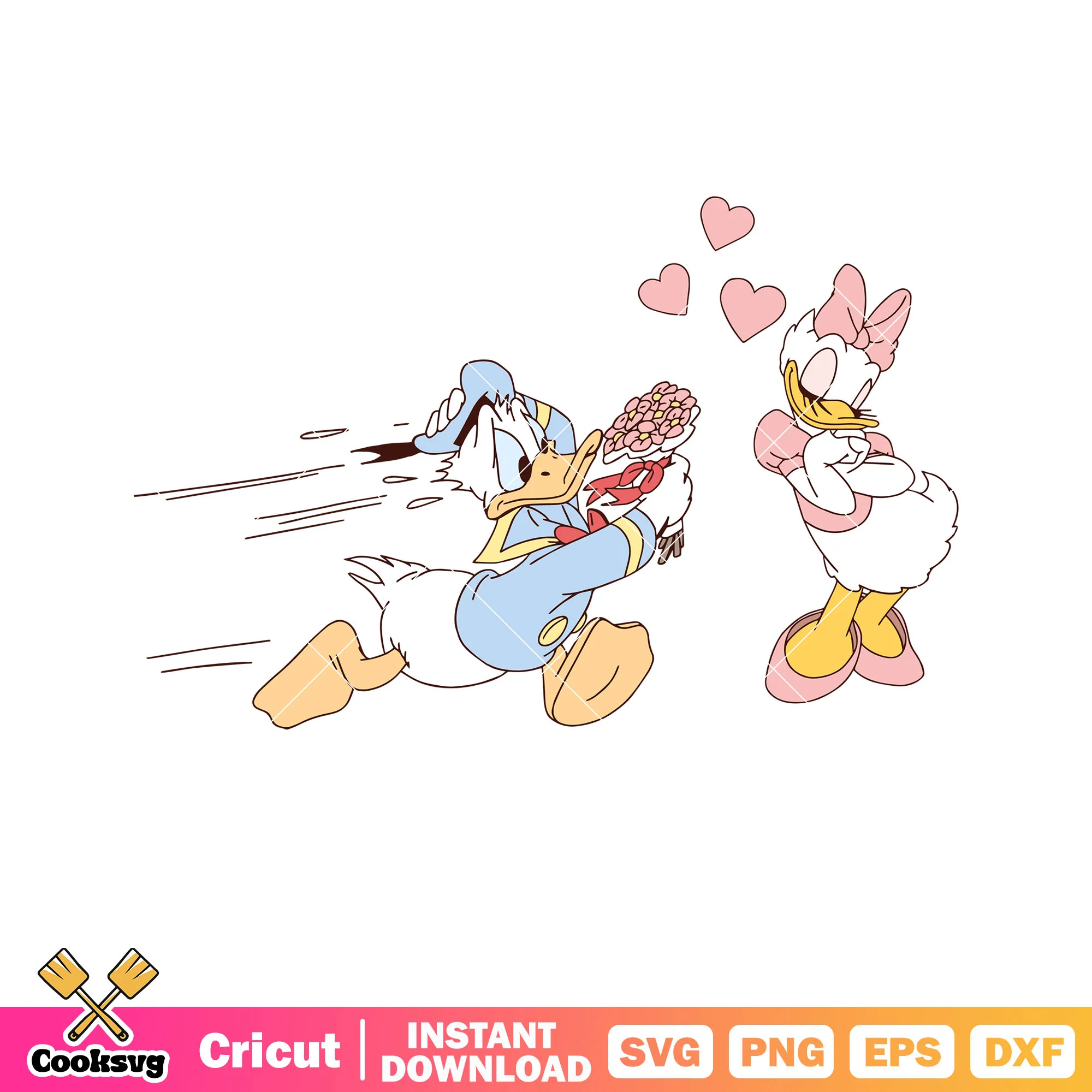 Donald fall in love with daisy svg, donald valentine svg