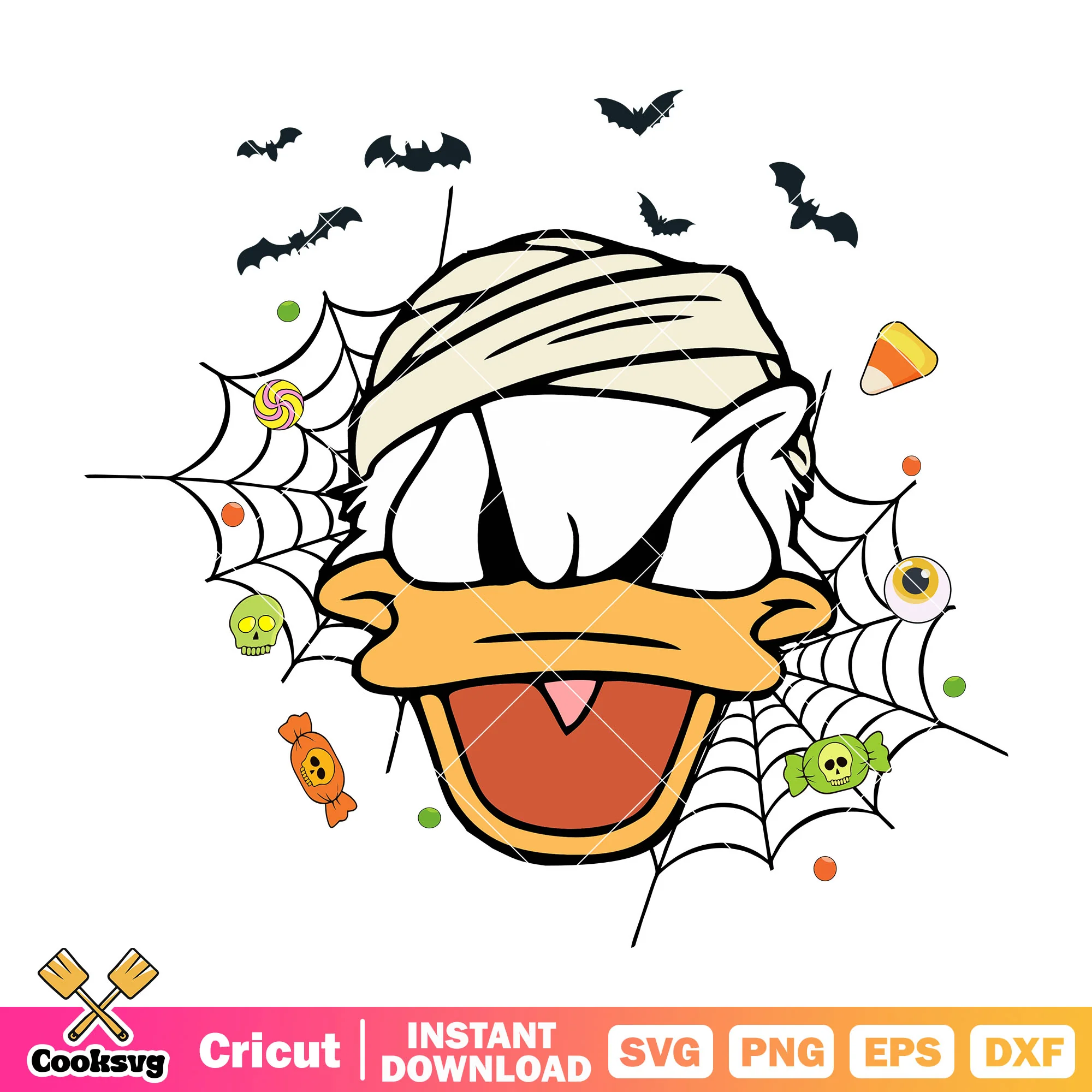 Donald halloween head svg, disney halloween svg, donald duck svg