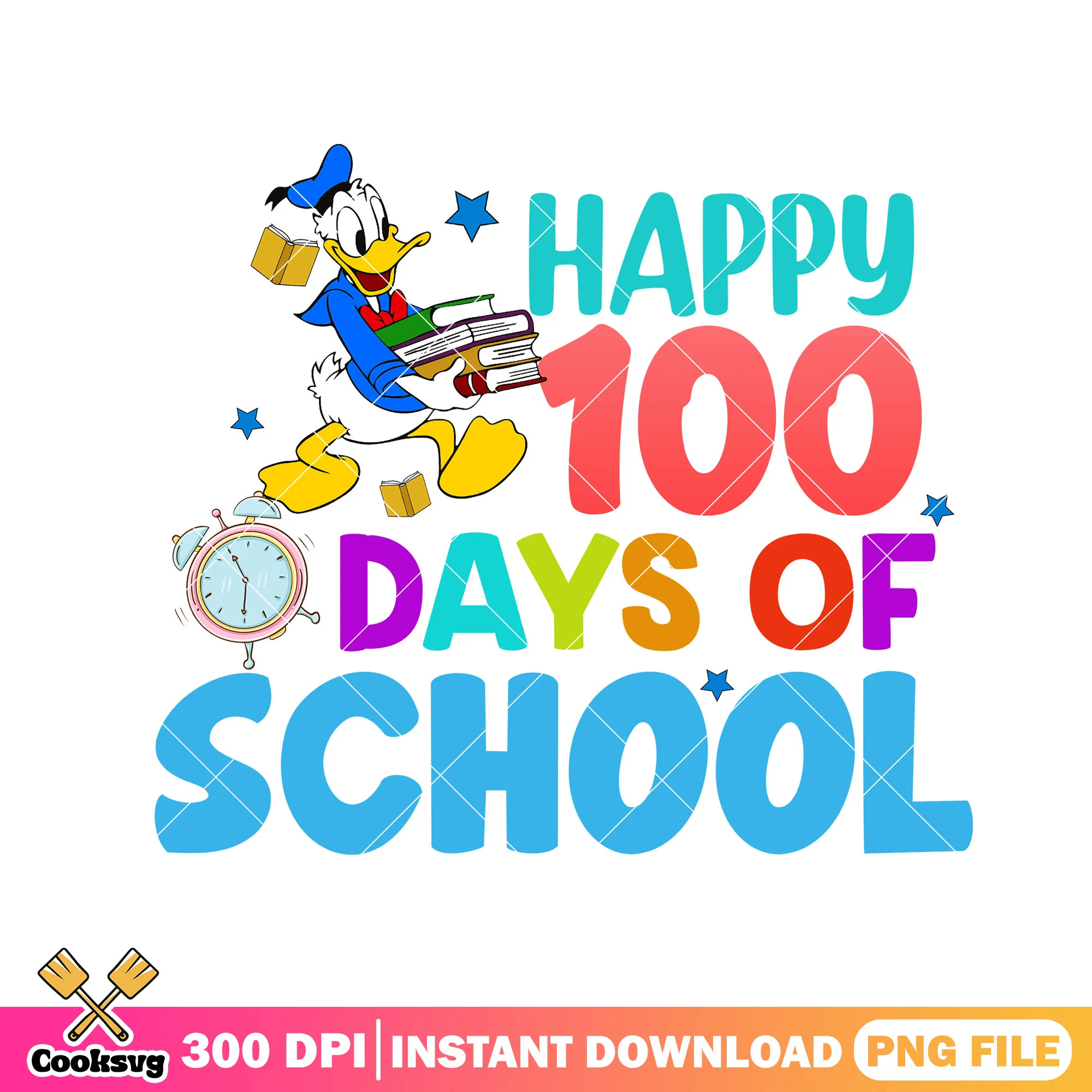 Donald happy 100 days school png, go back to school png, disney art png