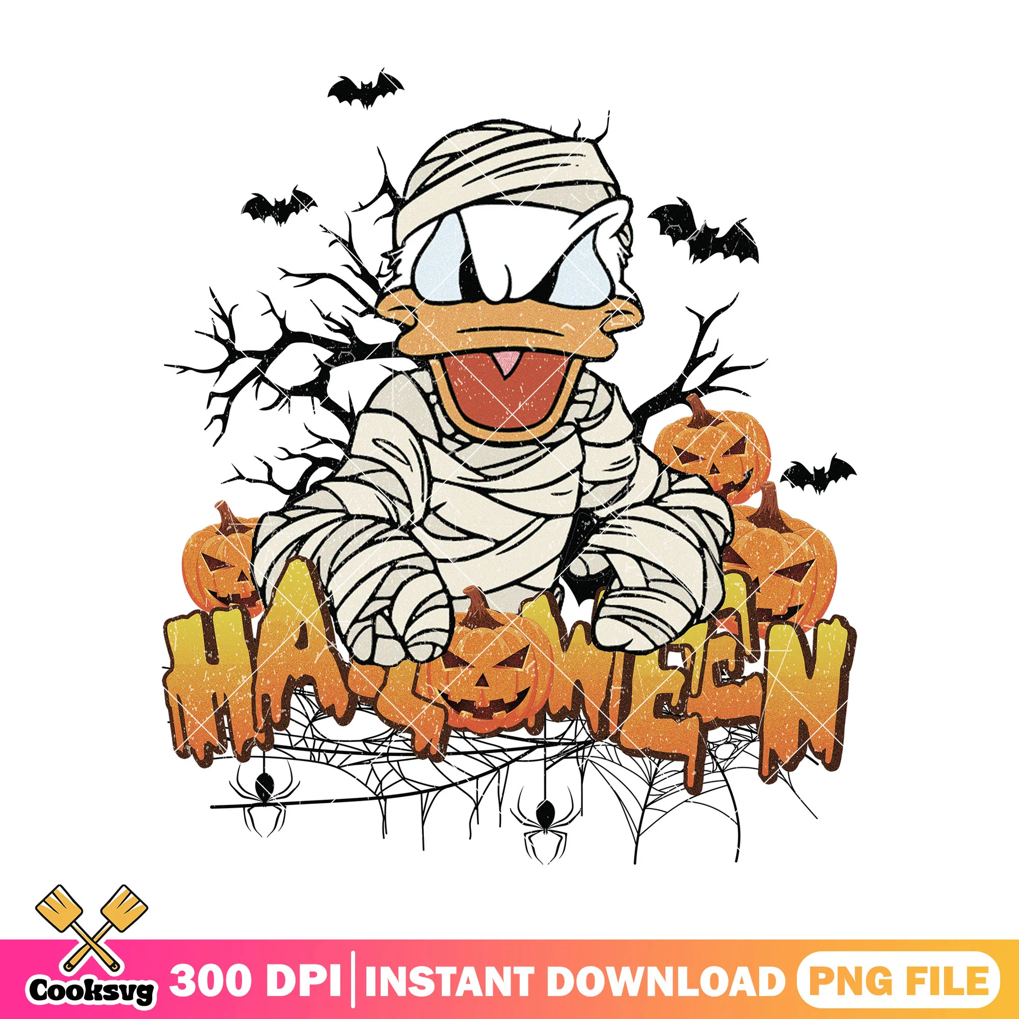 Donald horror mummy png, disney duck png, disney hallloween png