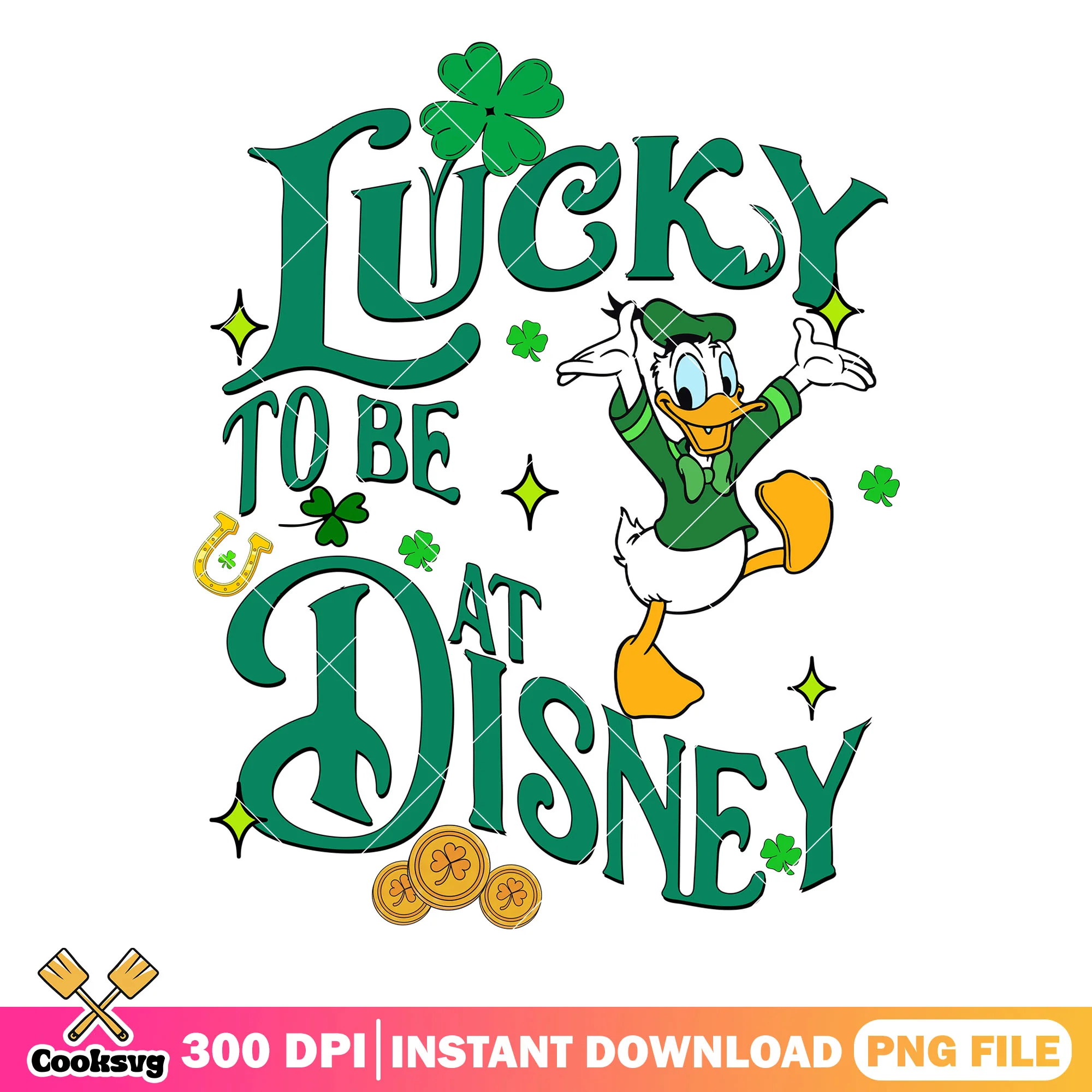 Donald lucky to be at disney png, disney st patricks day png