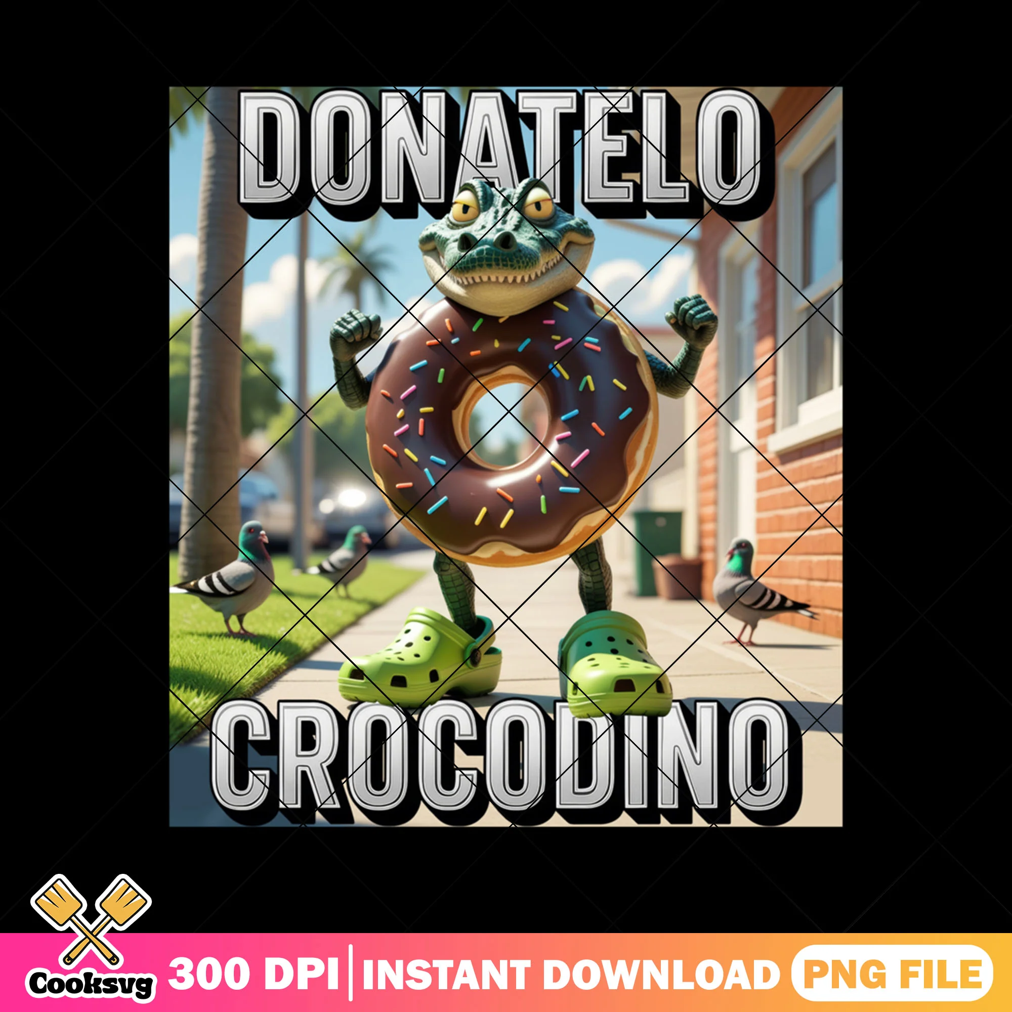 Donatelo Crocodino funny brainrot png, crocodie meme png, italian meme png