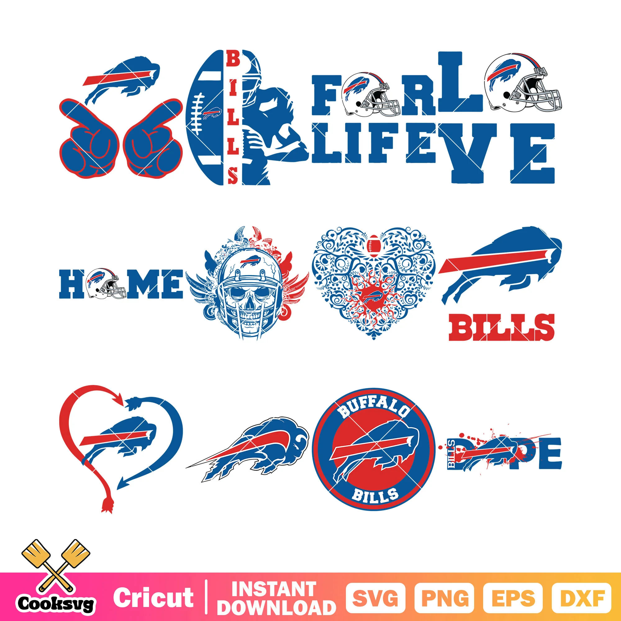 Dope bills buffalow bundle svg, skull bundle svg, rugby ball bundle svg