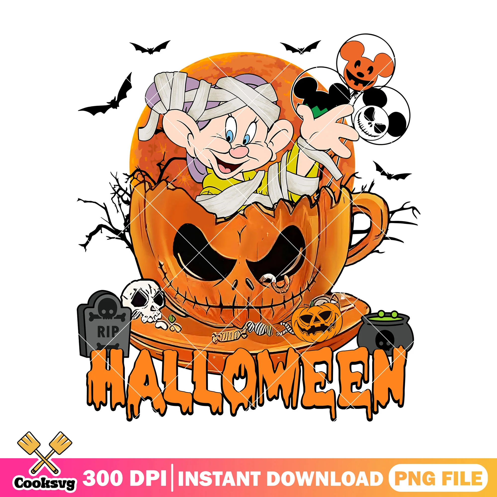 Dopey cute design png, happy halloween png, disney dopey png