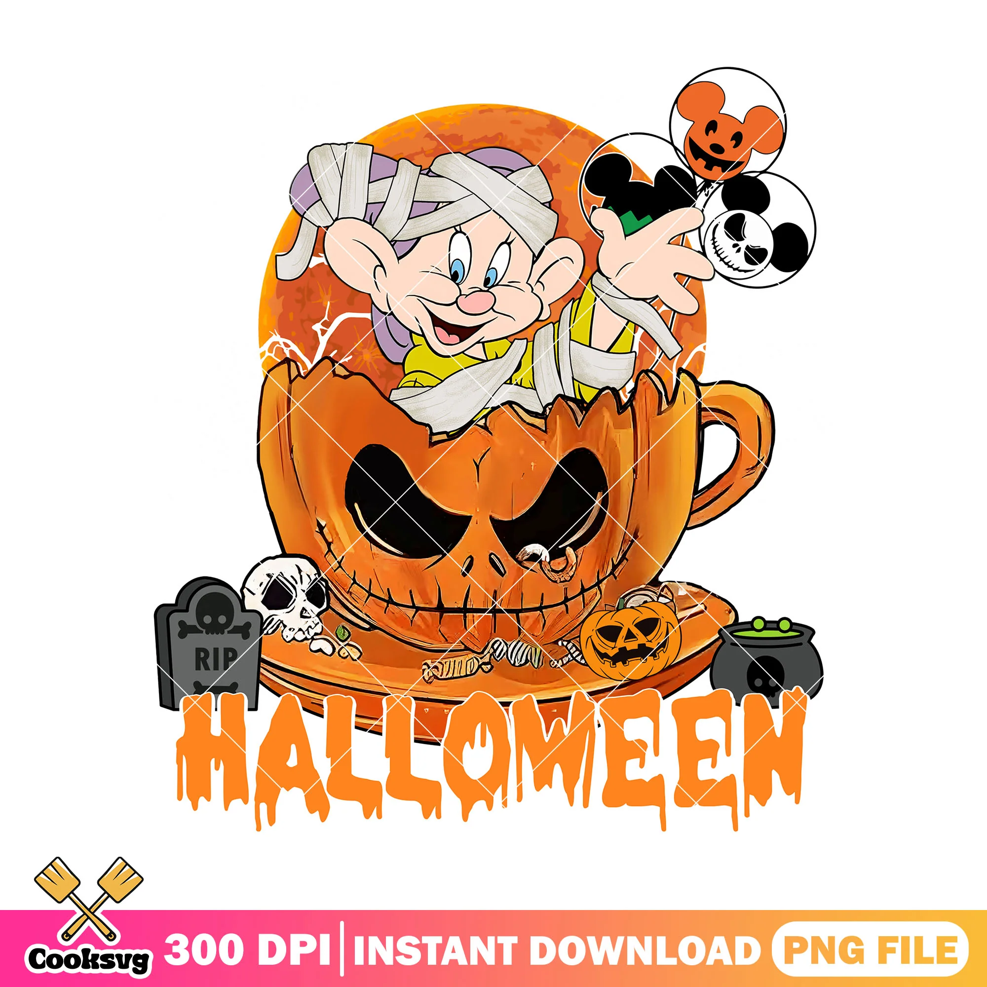 Dopey with pumpkin horror png, halloween disney png, cute dopey png