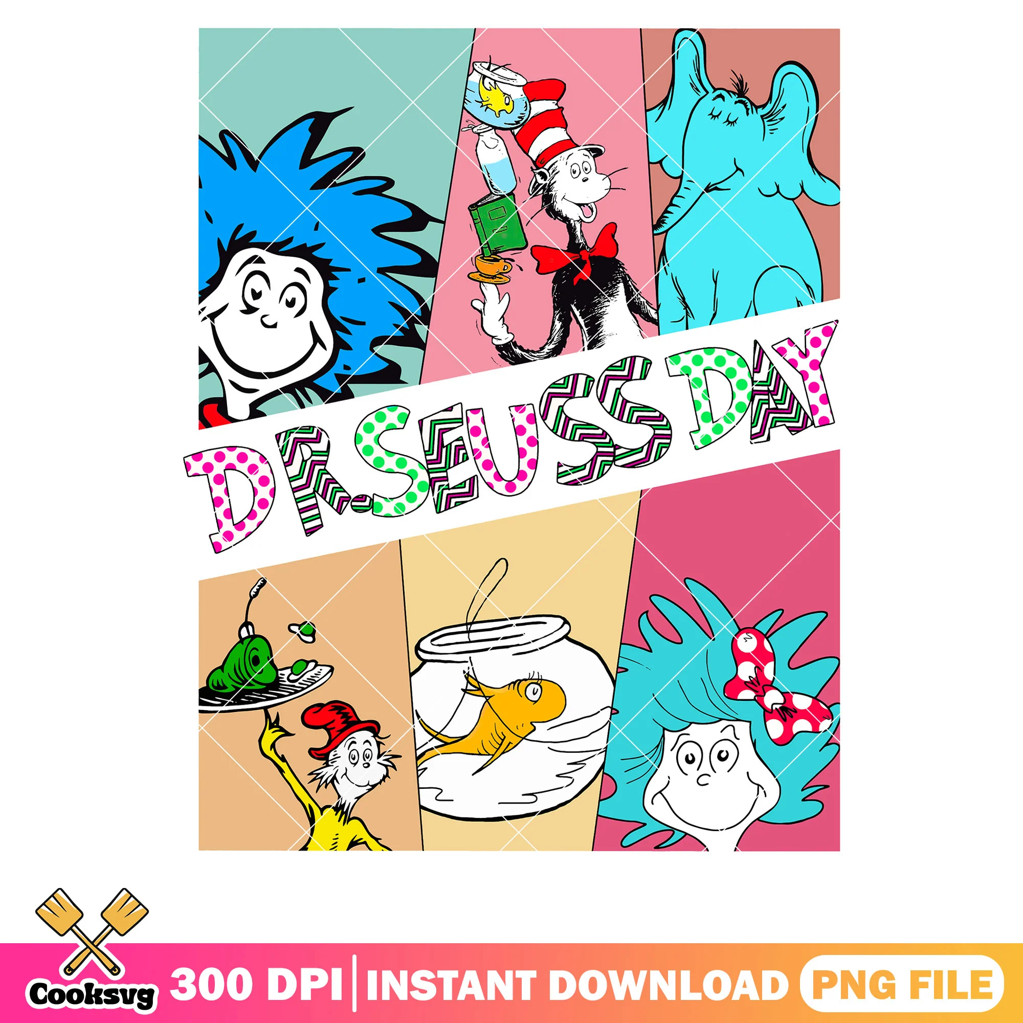 Dr seuss and friends day design png, when is dr seuss day png