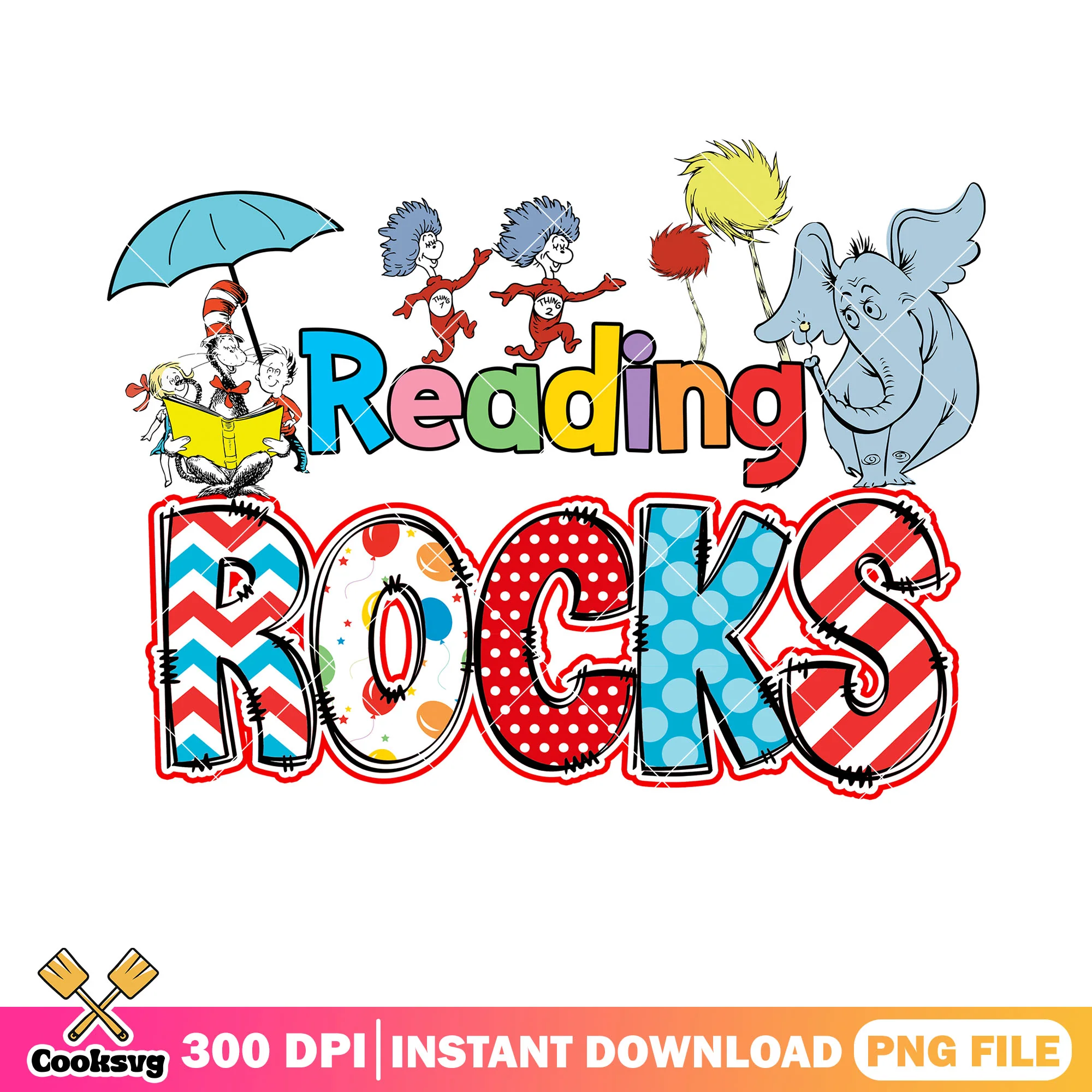 Dr seuss and friends reading rocks png, reading rocks png