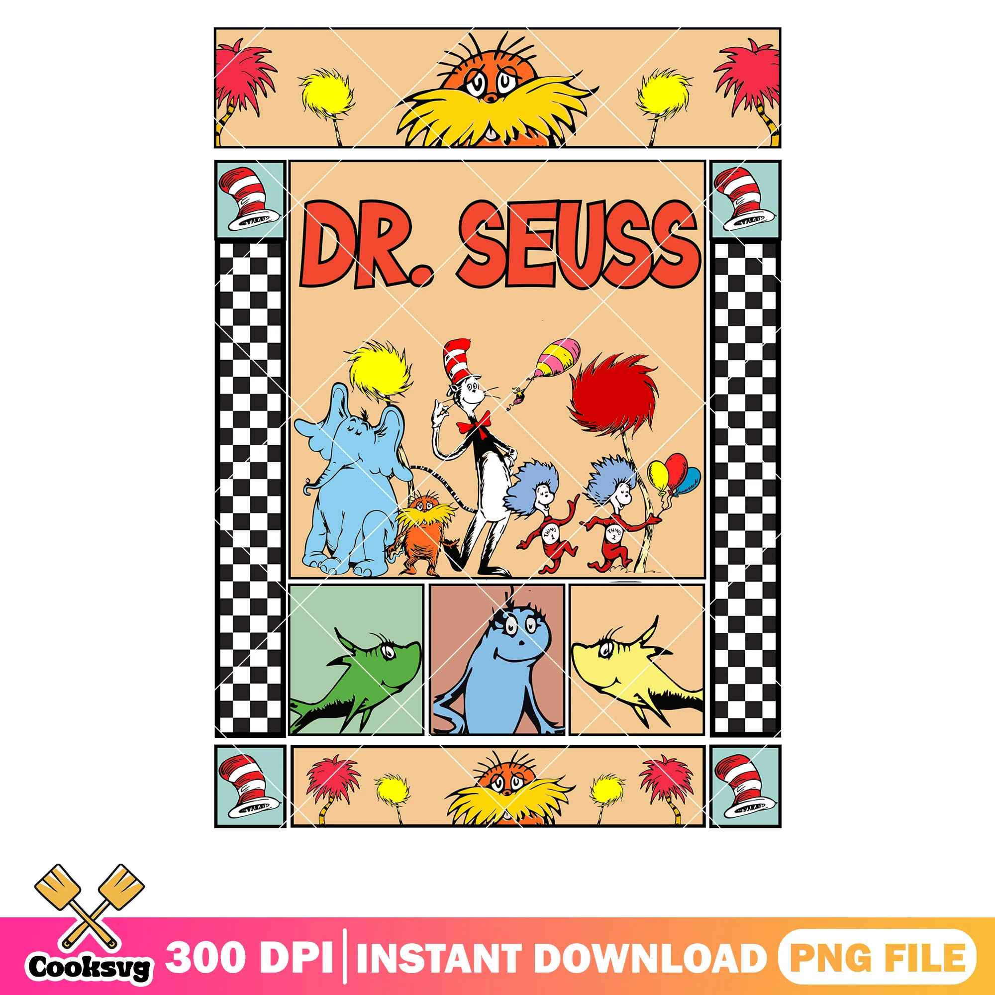 Dr seuss and friends rectangle png, dr seuss and friends png