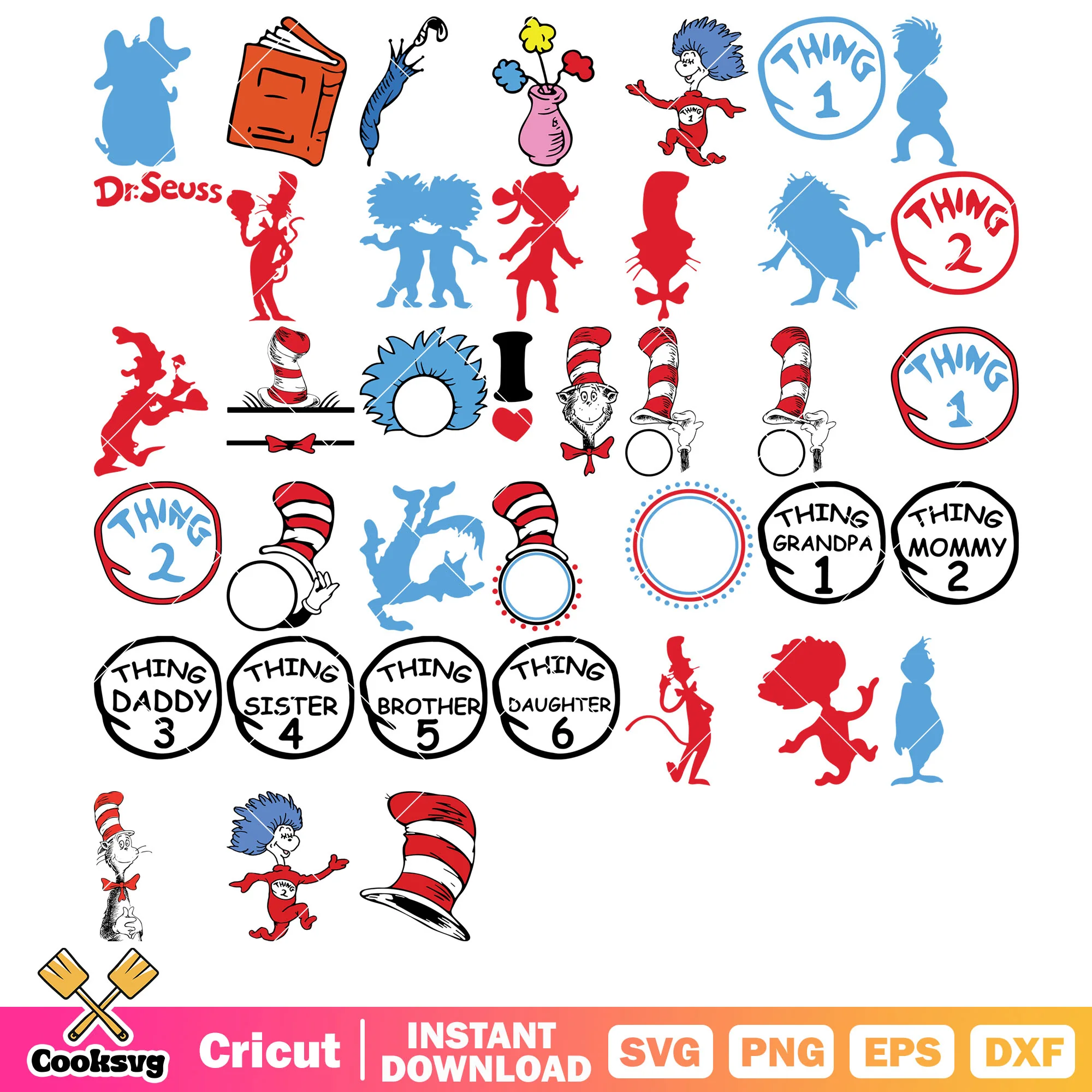 Dr seuss and friends svg bundle file, dr seuss friends svg, dr seuss character svg