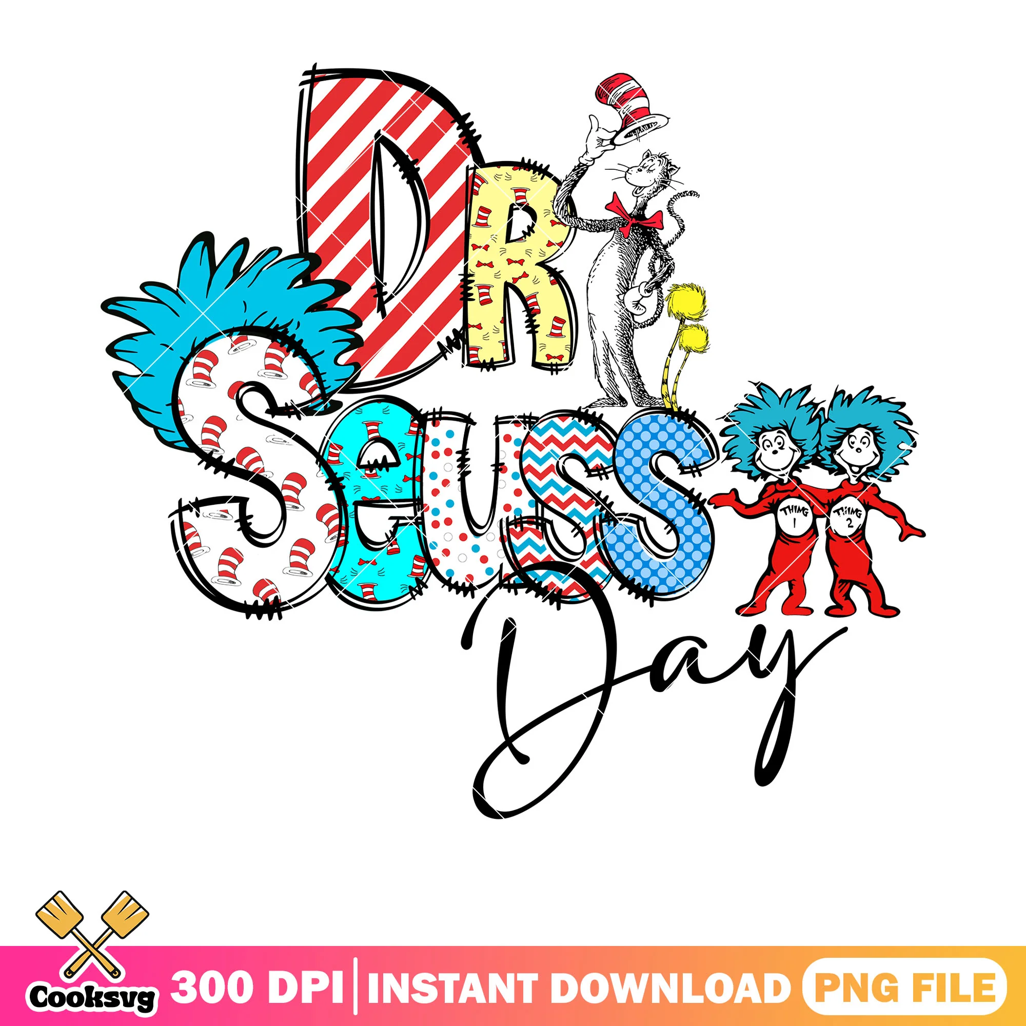 Dr seuss and his friends in day png, dr seuss day png, dr seuss thing png
