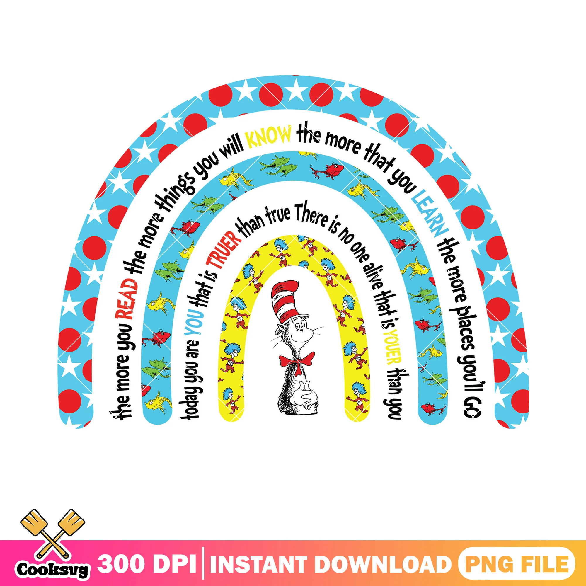 Dr seuss and thing rainbow quotes png, dr seuss quotes png