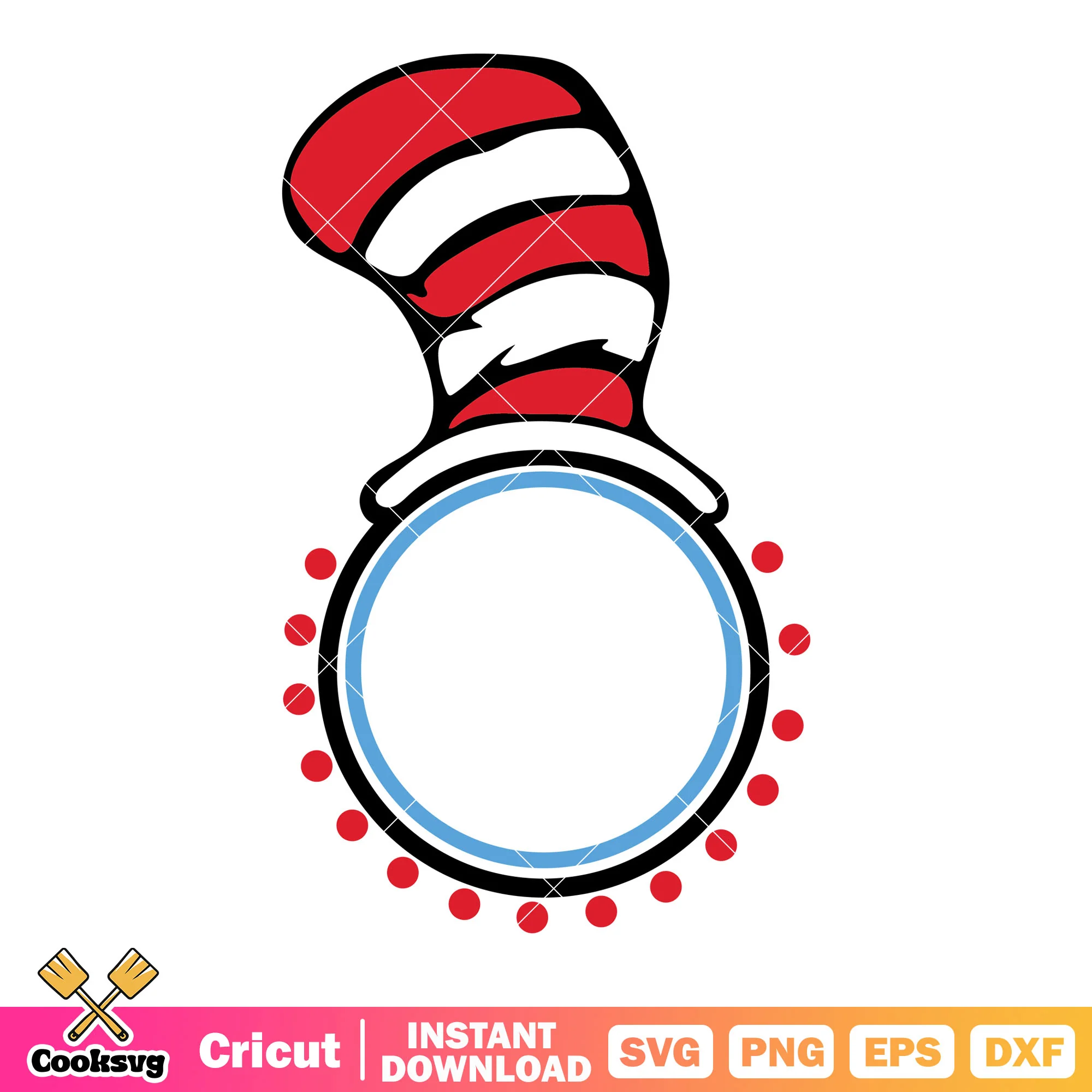 Dr seuss circle cartoon hat svg, dr seuss hat svg, dr seuss svg