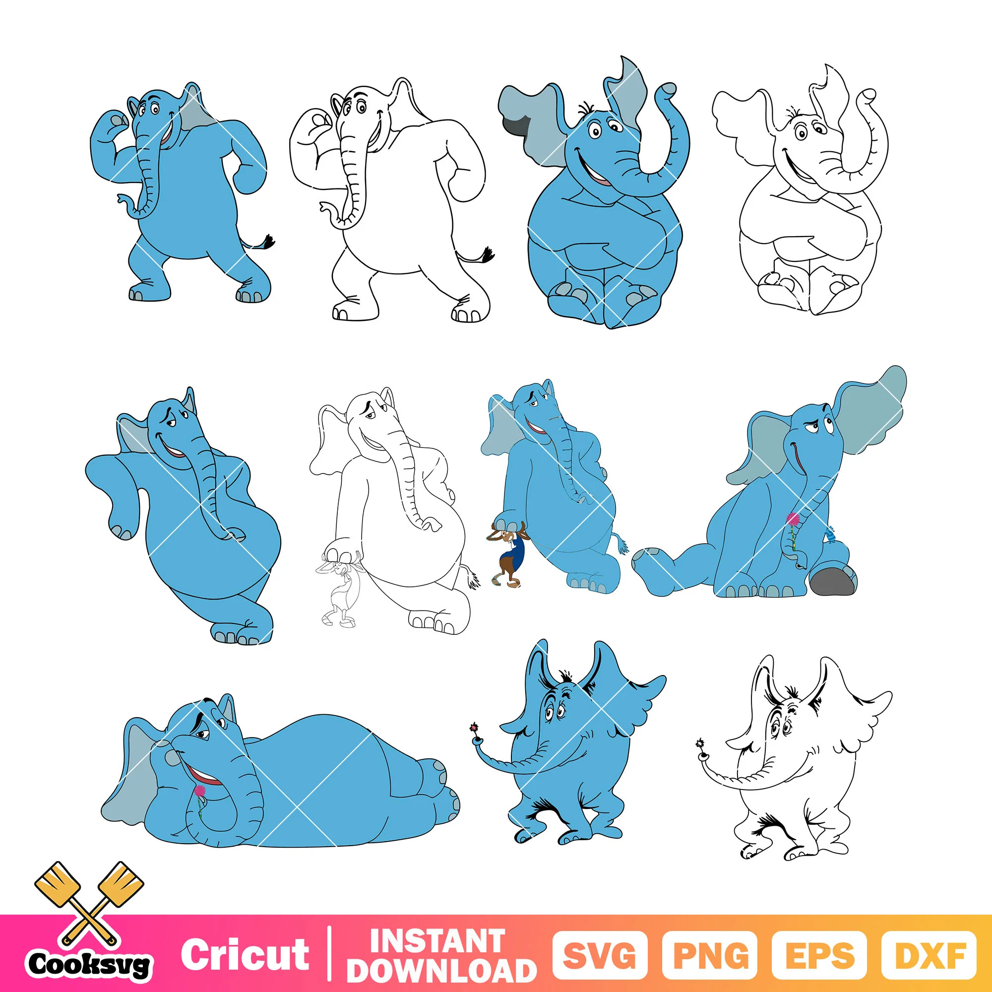 Dr seuss friends horton svg bundle, dr seuss horton svg, dr seuss friends svg