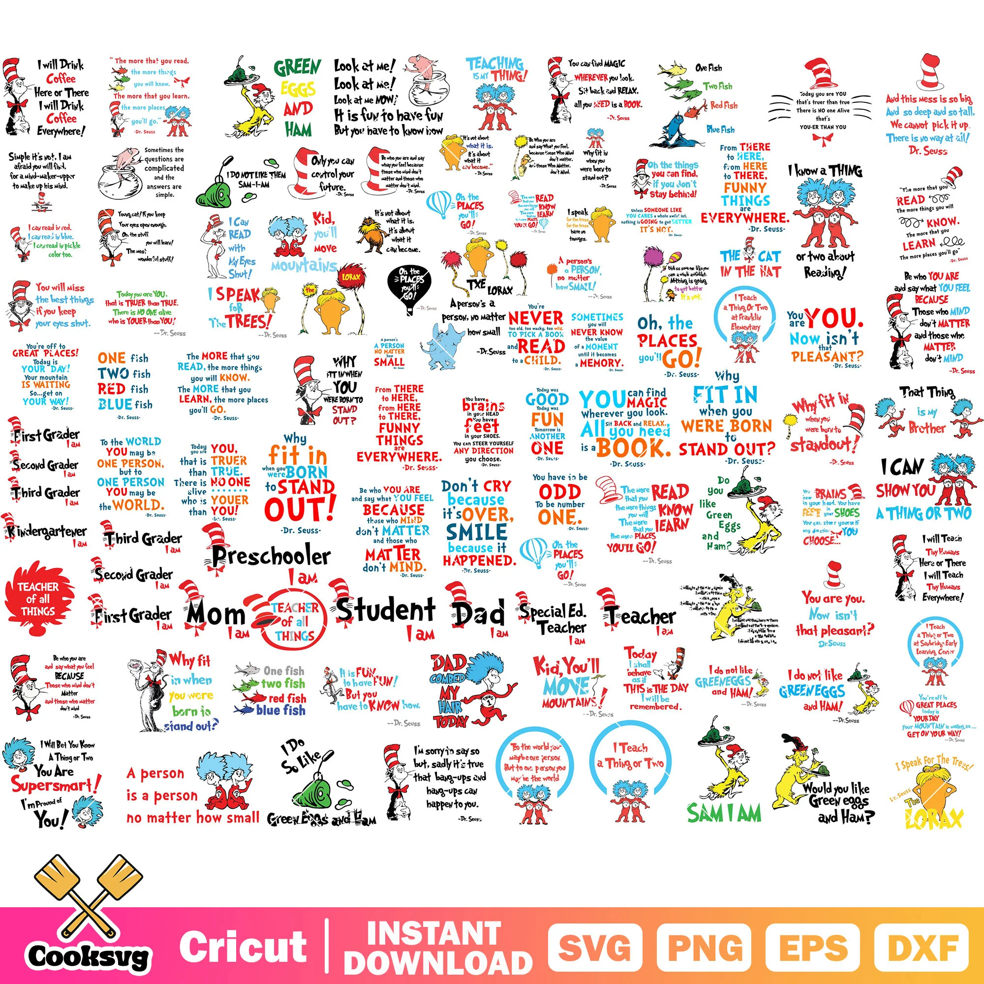 Dr seuss quotes cartoon svg bundle, dr seuss quotes svg, dr seuss svg