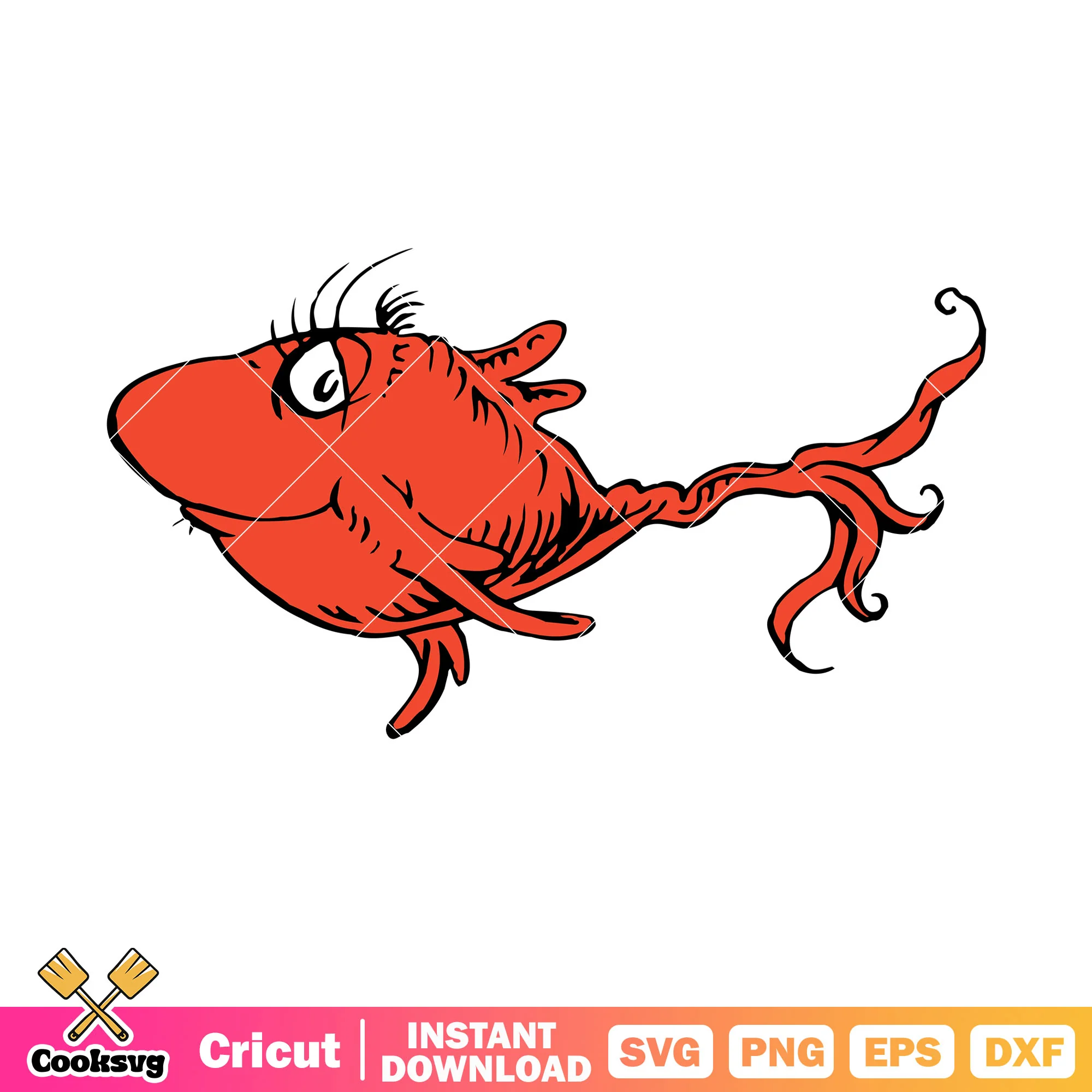 Dr seuss red fish svg file, dr seuss fish svg, dr seuss svg