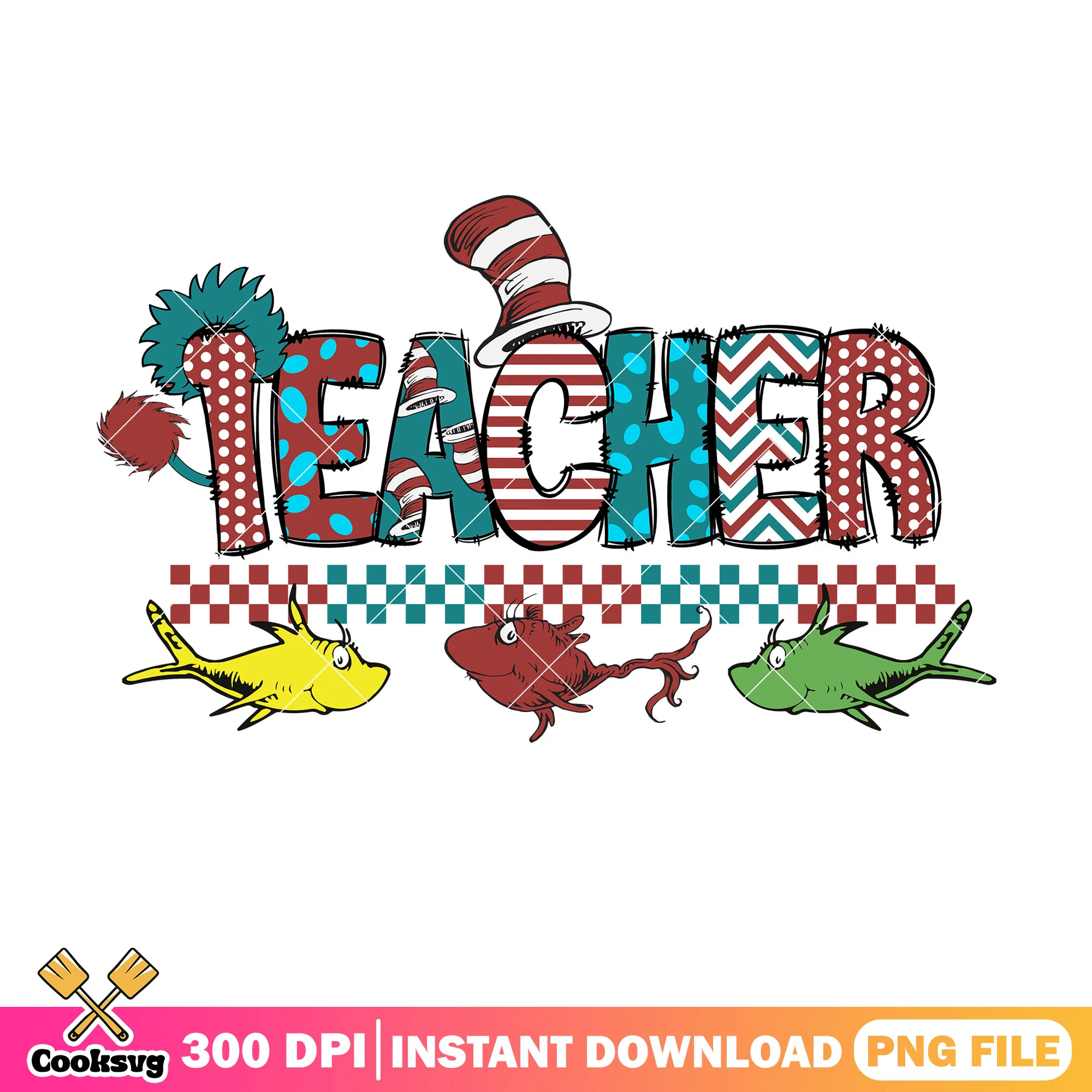 Dr seuss teacher fish friends png, dr seuss teacher png