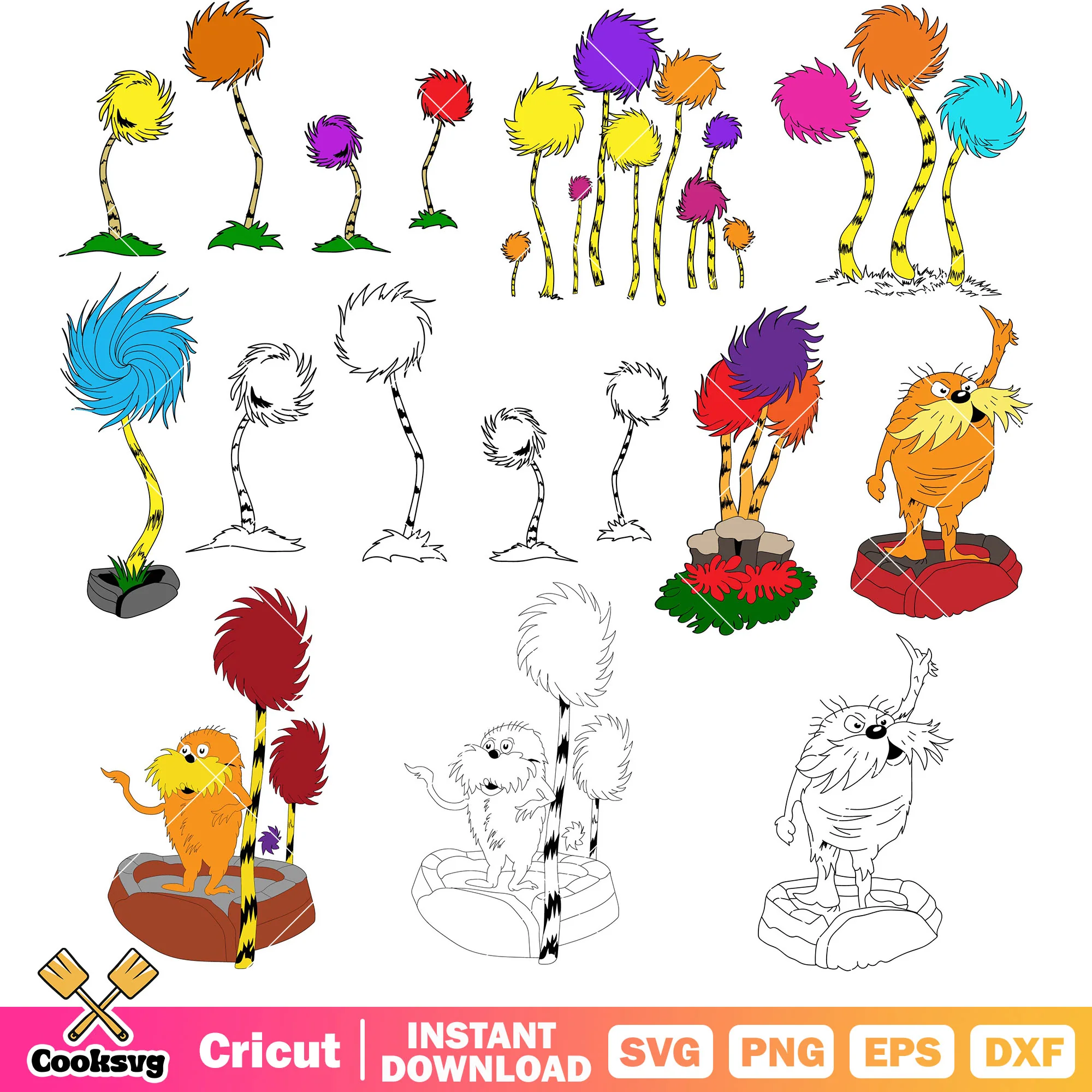 Dr seuss the lorax and tree svg bundle, dr seuss lorax svg, the lorax movie svg