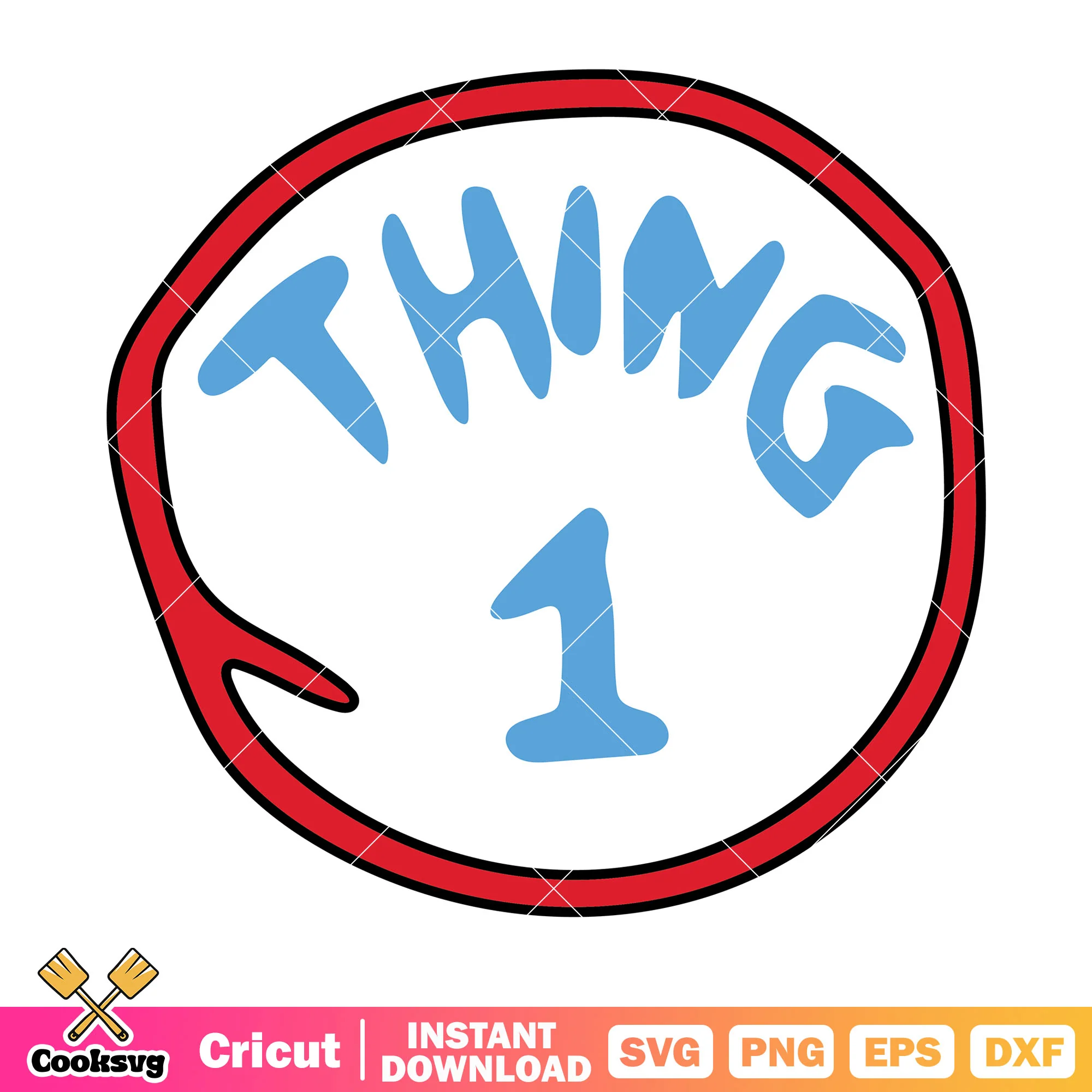 Dr seuss thing one circle svg file, dr seuss thing one svg