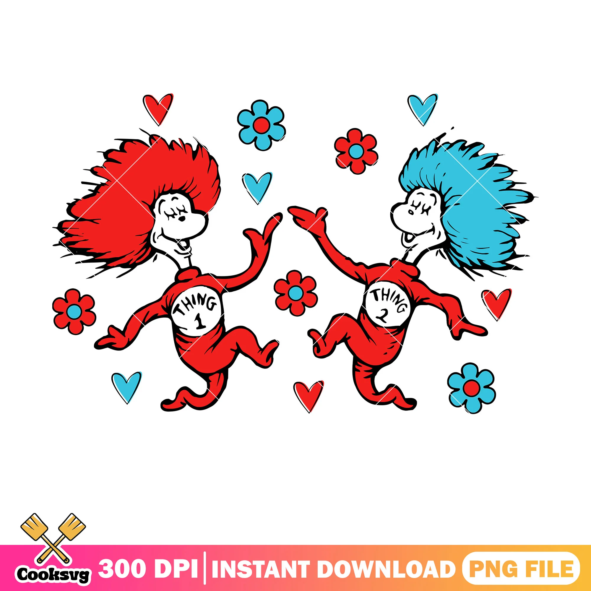 Dr seuss thing one thing two flower png, dr seuss thing png