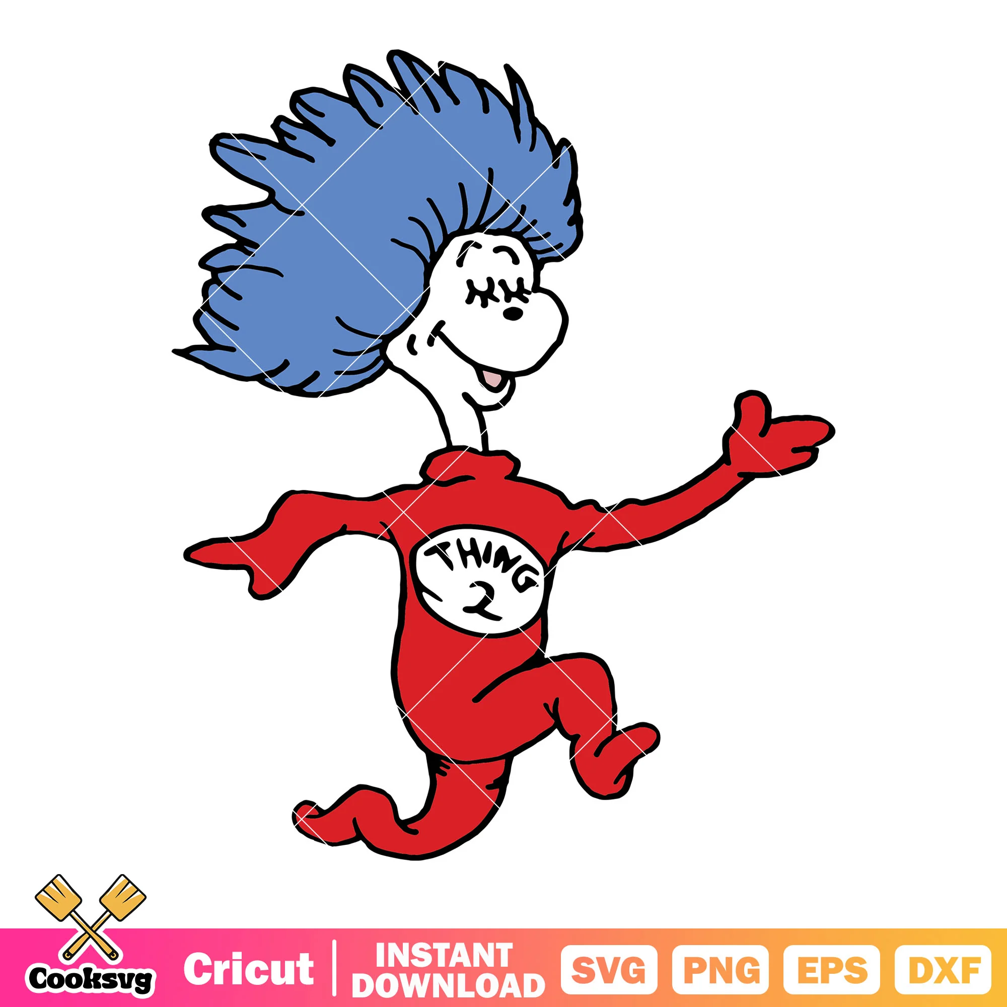 Dr seuss thing two cartoon svg, dr seuss thing one svg, dr seuss svg