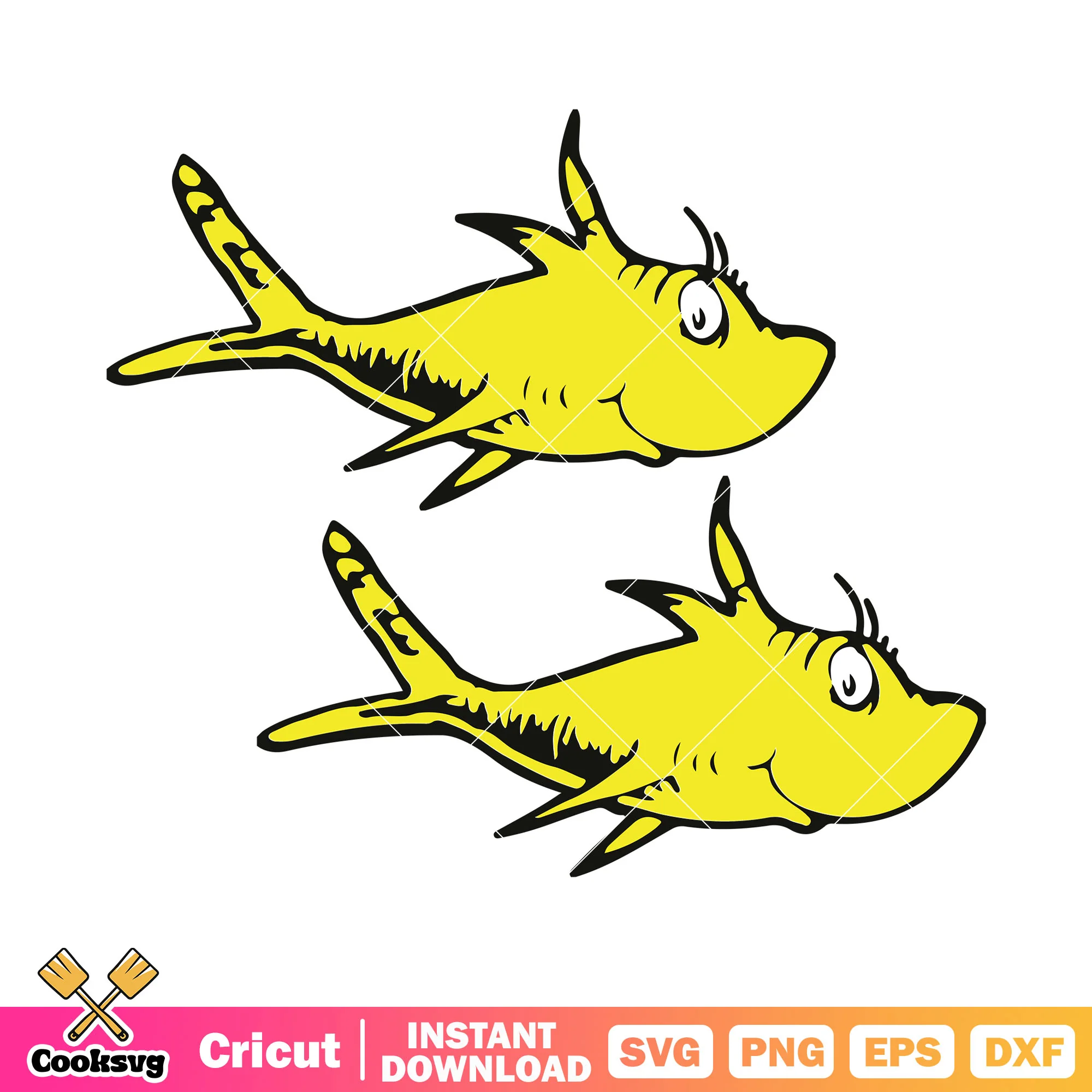 Dr seuss yellow fish svg file, dr seuss fish svg, dr seuss svg