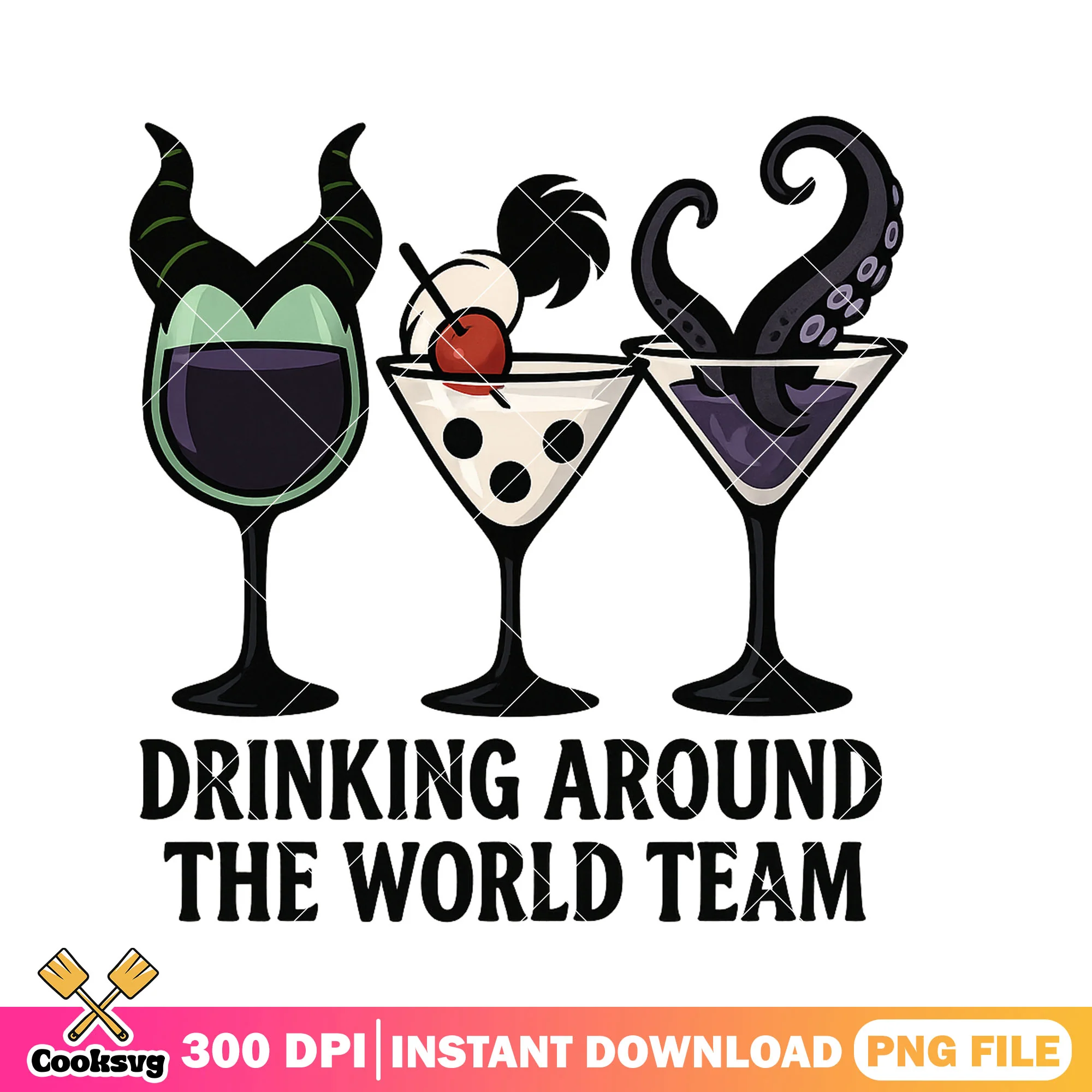 Drink world villain png, disney villains png, halloween returns png