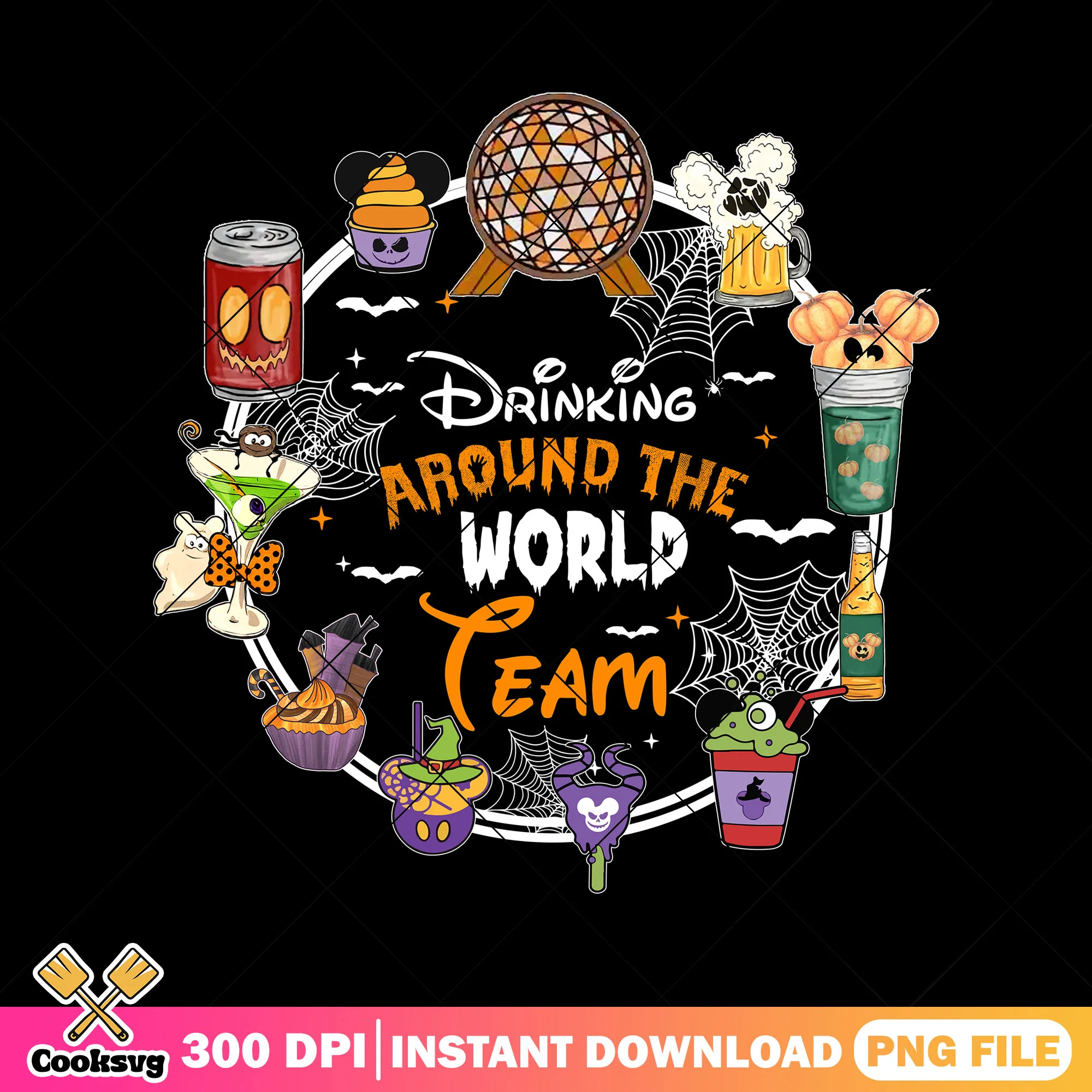 Drinking world autumns png, disney world png, happy halloween png