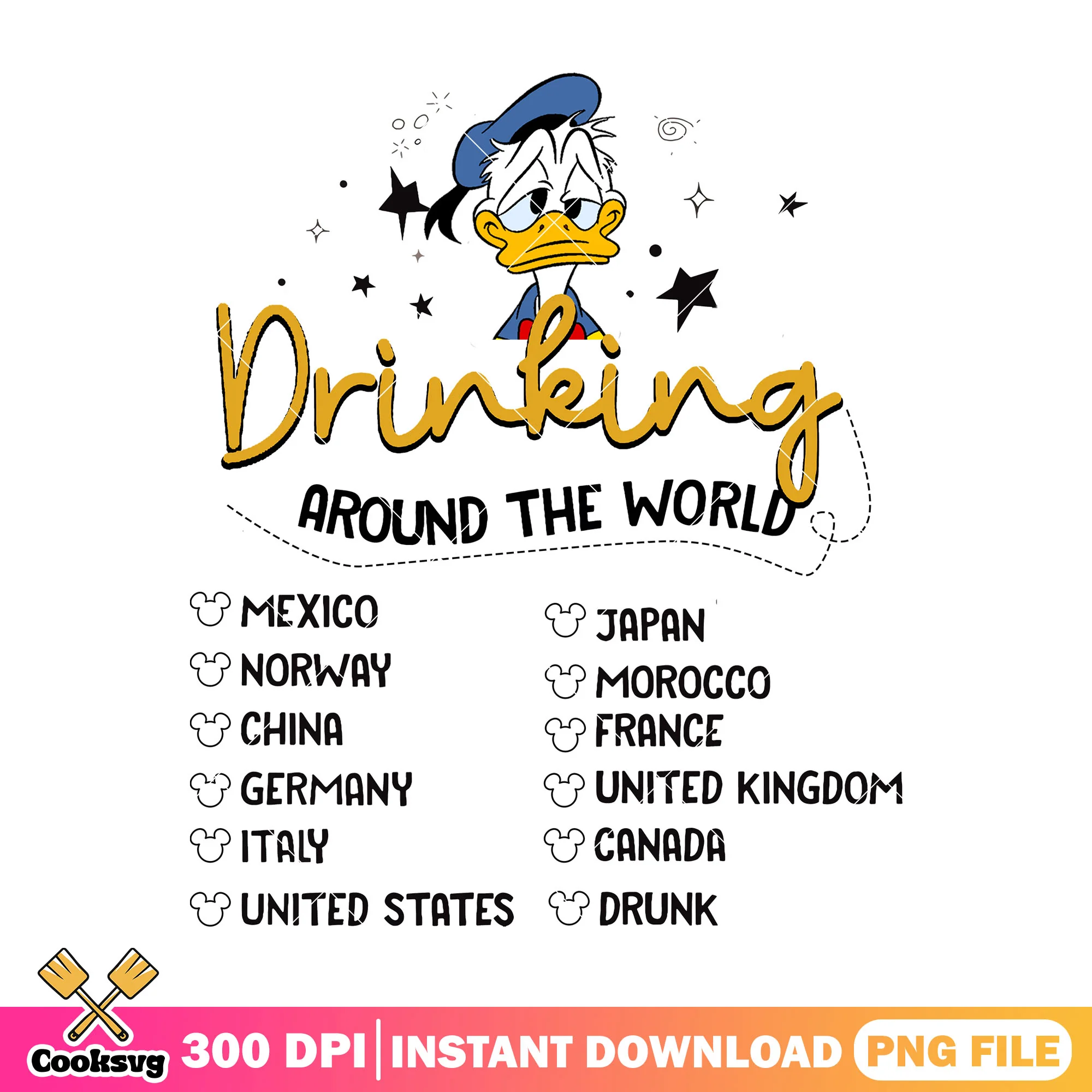 Drinks world donald png, donald duck png, walt disney png