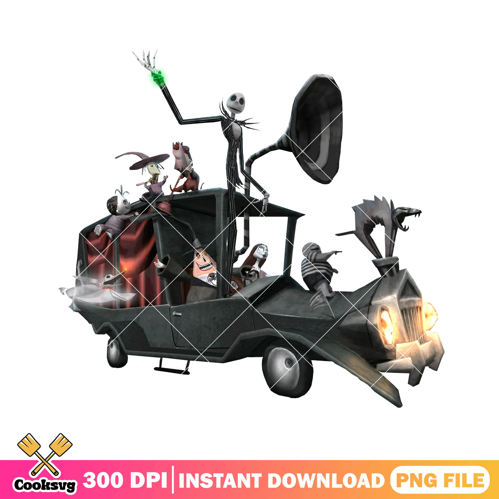 Driving car with friends png, jack cartoon png, disney halloween png