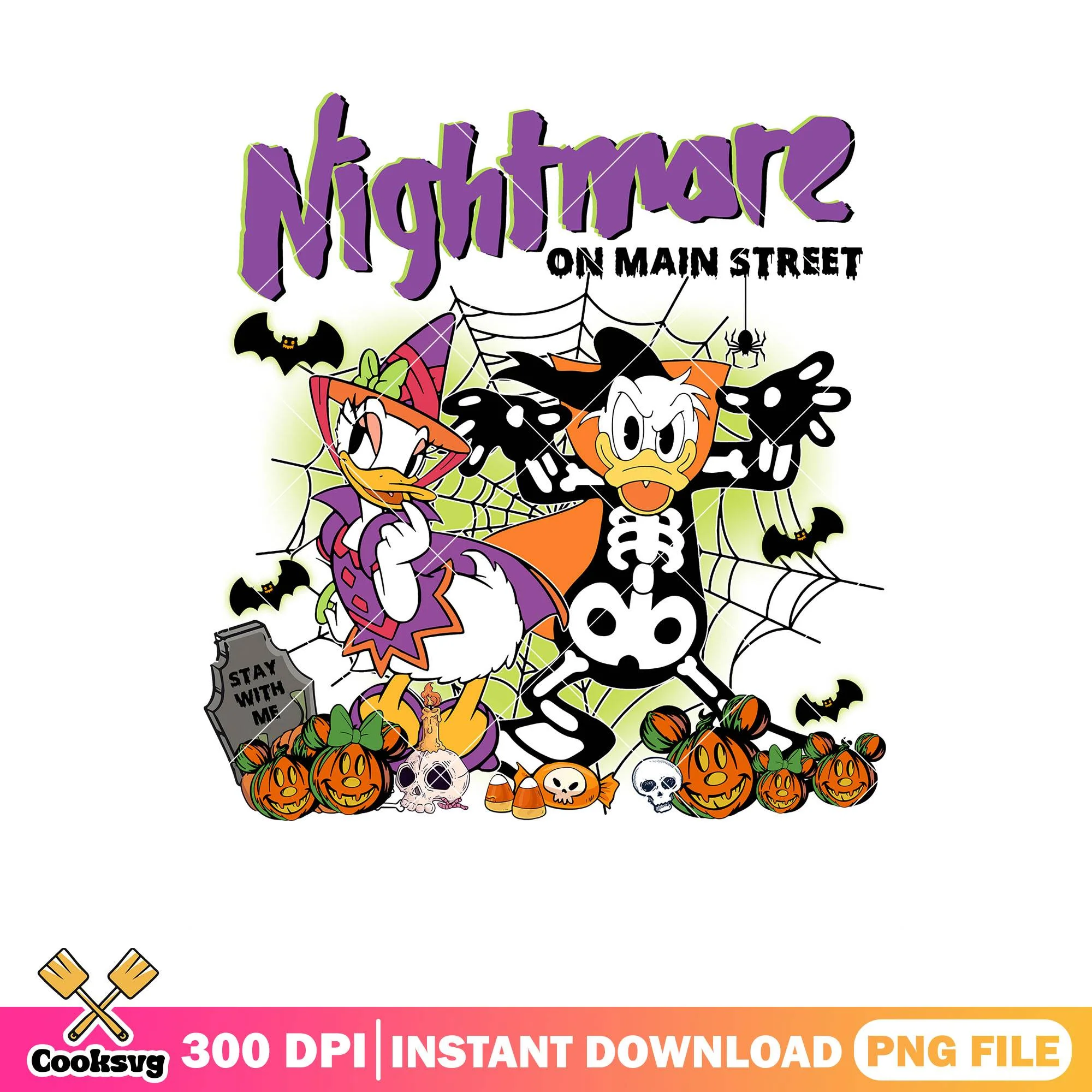 Duck and daisy horror outfit png, disney horror png, halloween idea png