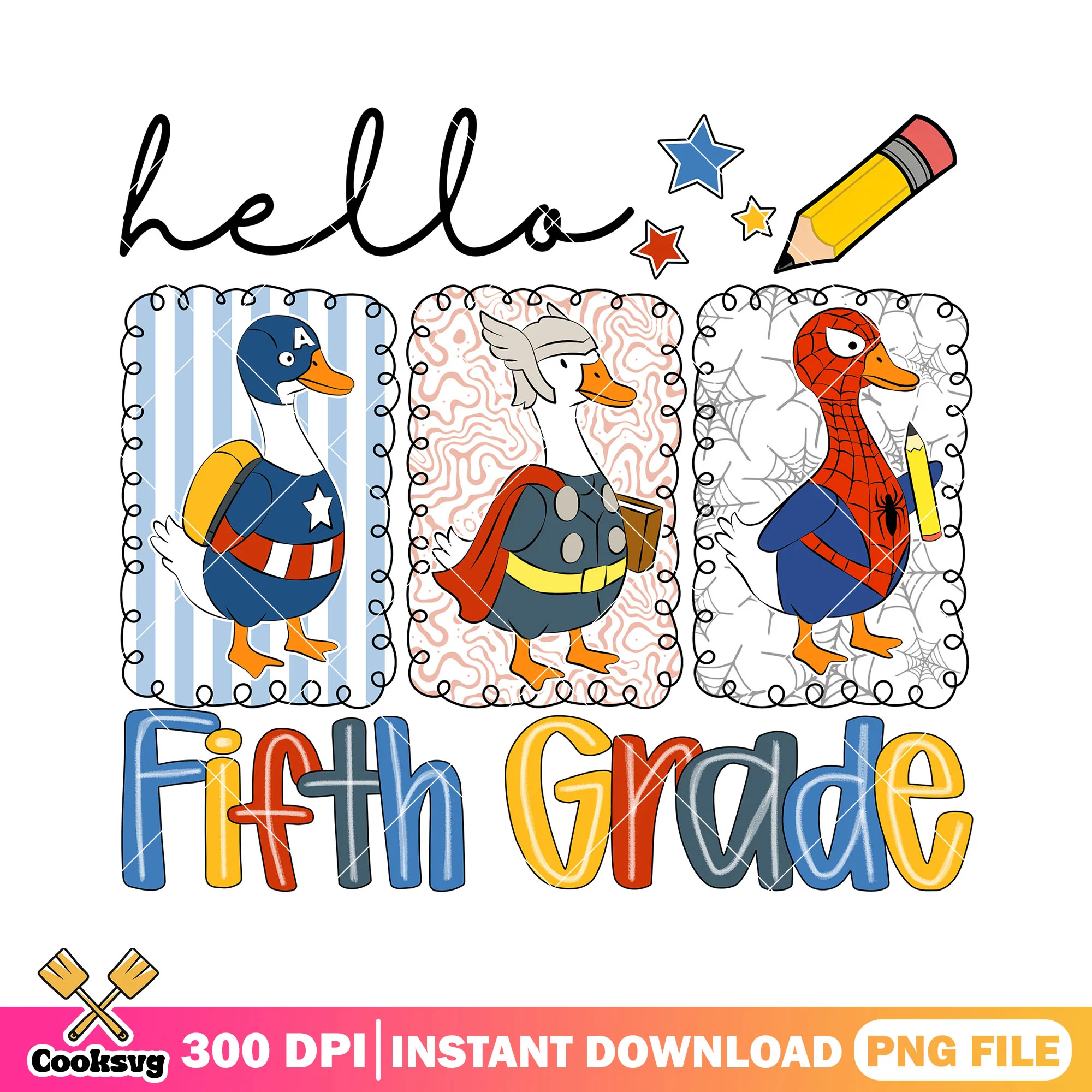Ducks fifth grade png, alphabet colors png, back to school day png